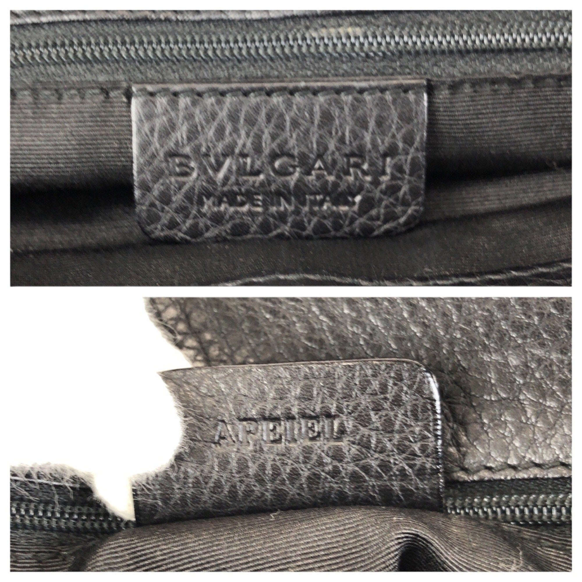 Bvlgari Black Canvas Leather Handbag Tote Bag (Pre-Owned)