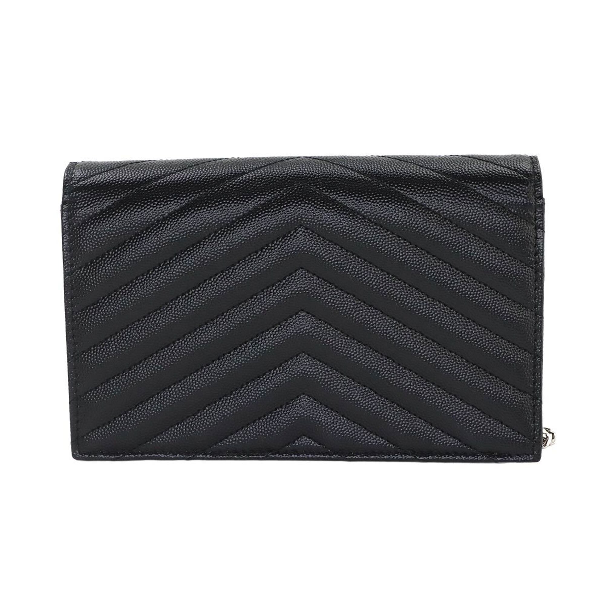 Saint Laurent Black Leather Chain/Shoulder Wallet (Pre-Owned)