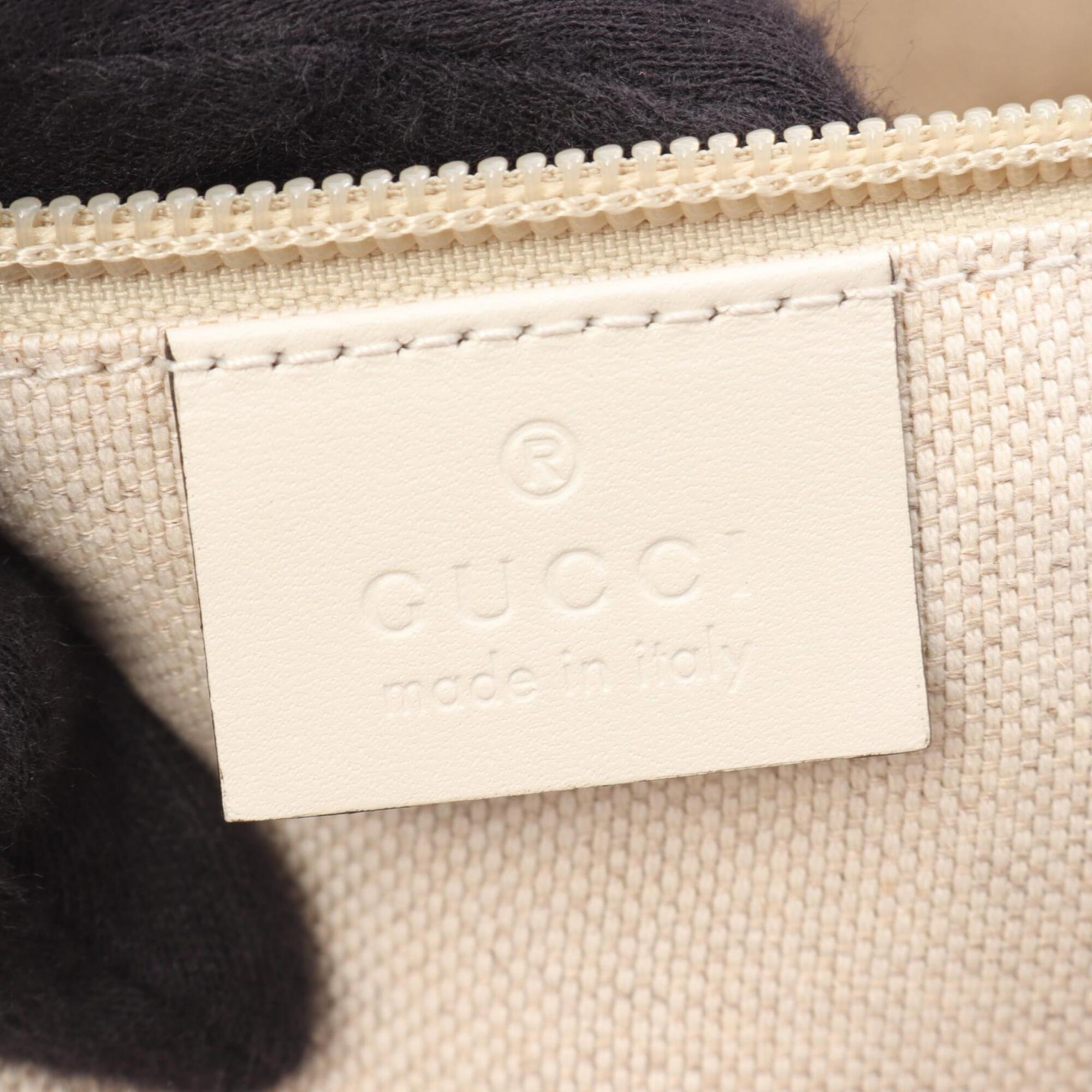 Gucci Ivory Multi-Color Leather Nylon Canvas Handbag Tote Bag (Pre-Owned)