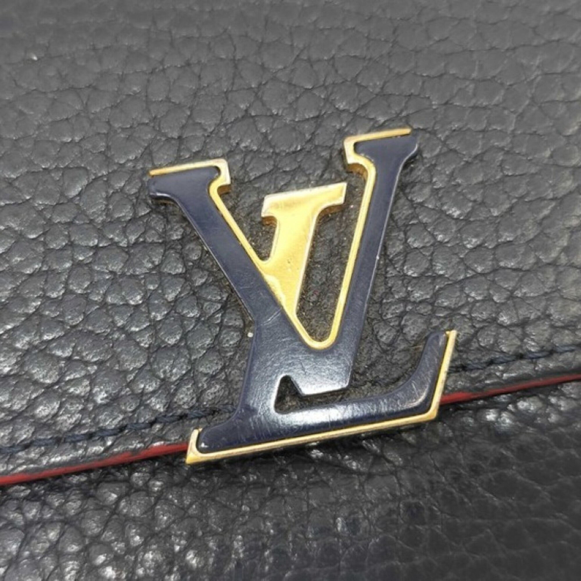 Louis Vuitton Marine Rouge Leather Wallet (Tri-Fold) (Pre-Owned)