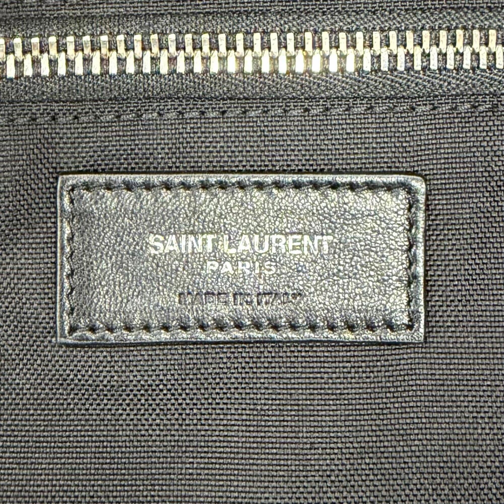 Yves Saint Laurent Black Red Color Wool Leather Boston Bag (Pre-Owned)