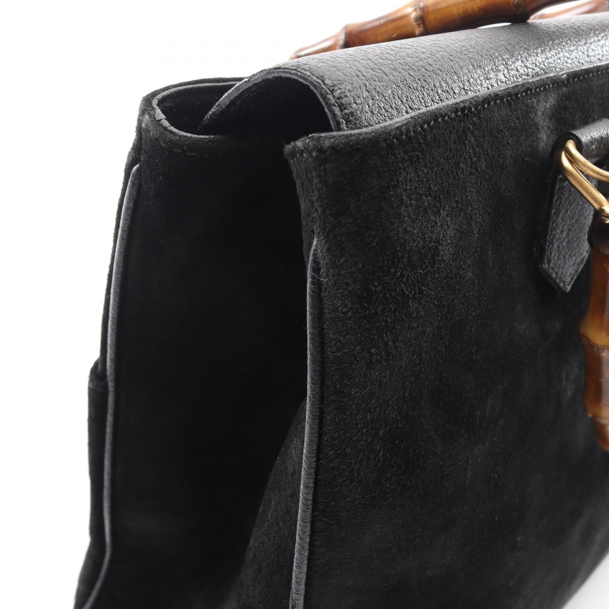 Gucci Black Leather Suede Handbag (Pre-Owned)