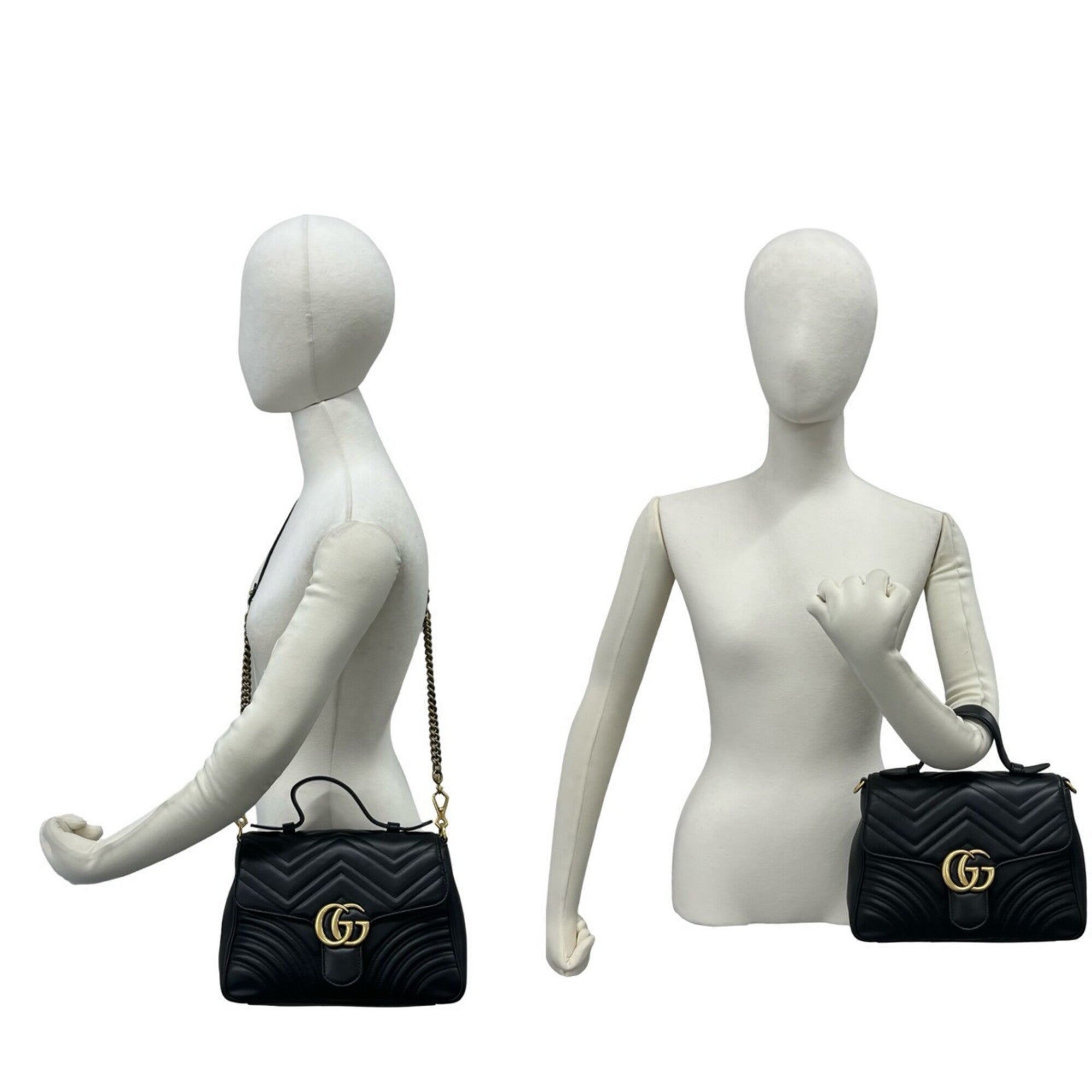 Gucci Black Leather Handbag Pochette Shoulder Bag (Pre-Owned)