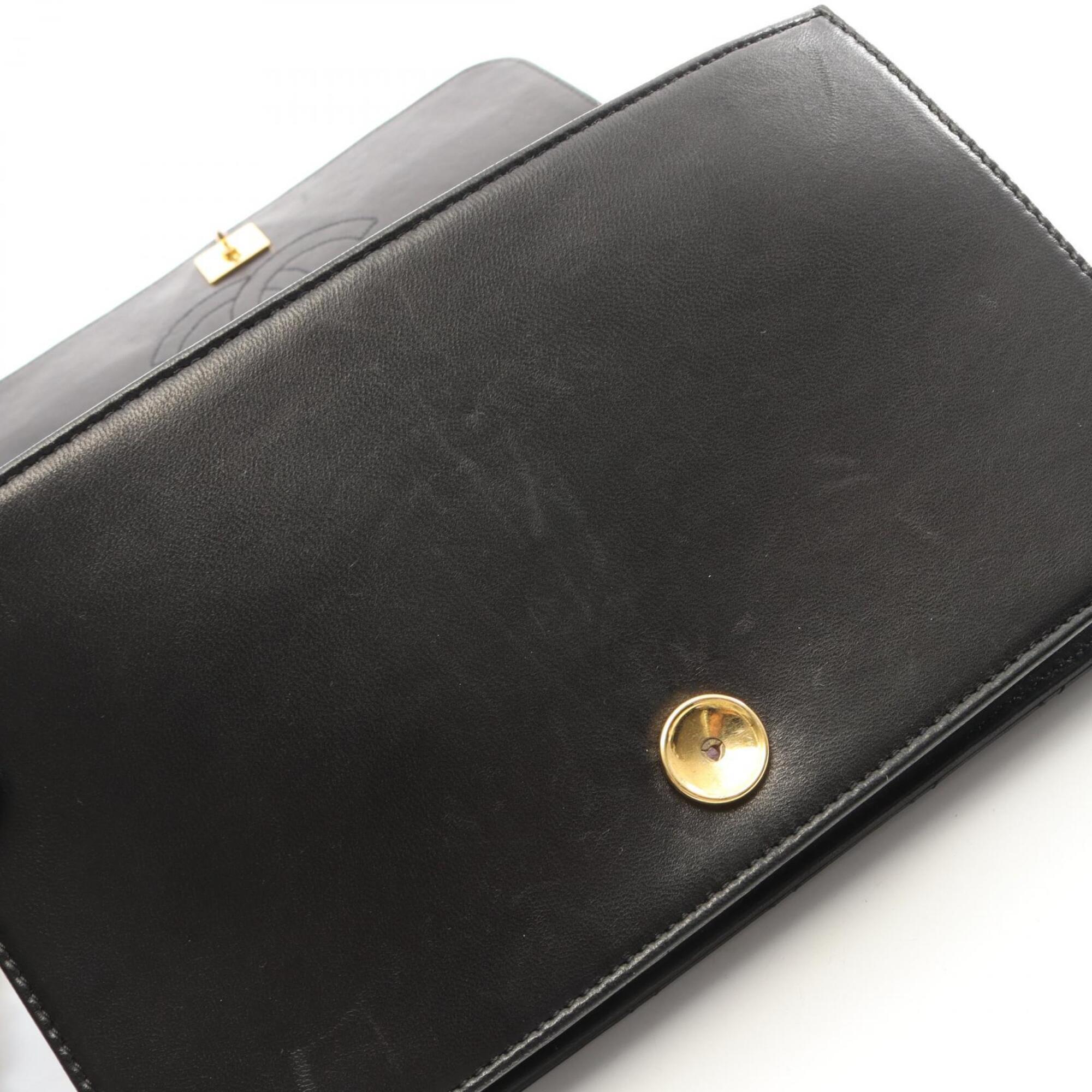 Chanel Black Leather Handbag Shoulder Bag (Pre-Owned)
