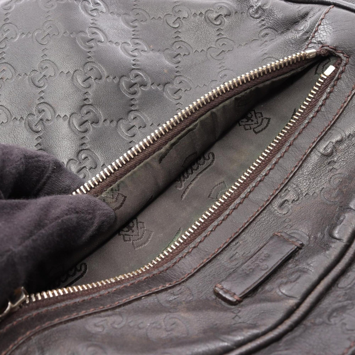 Gucci Brown Leather Handbag Shoulder Bag (Pre-Owned)