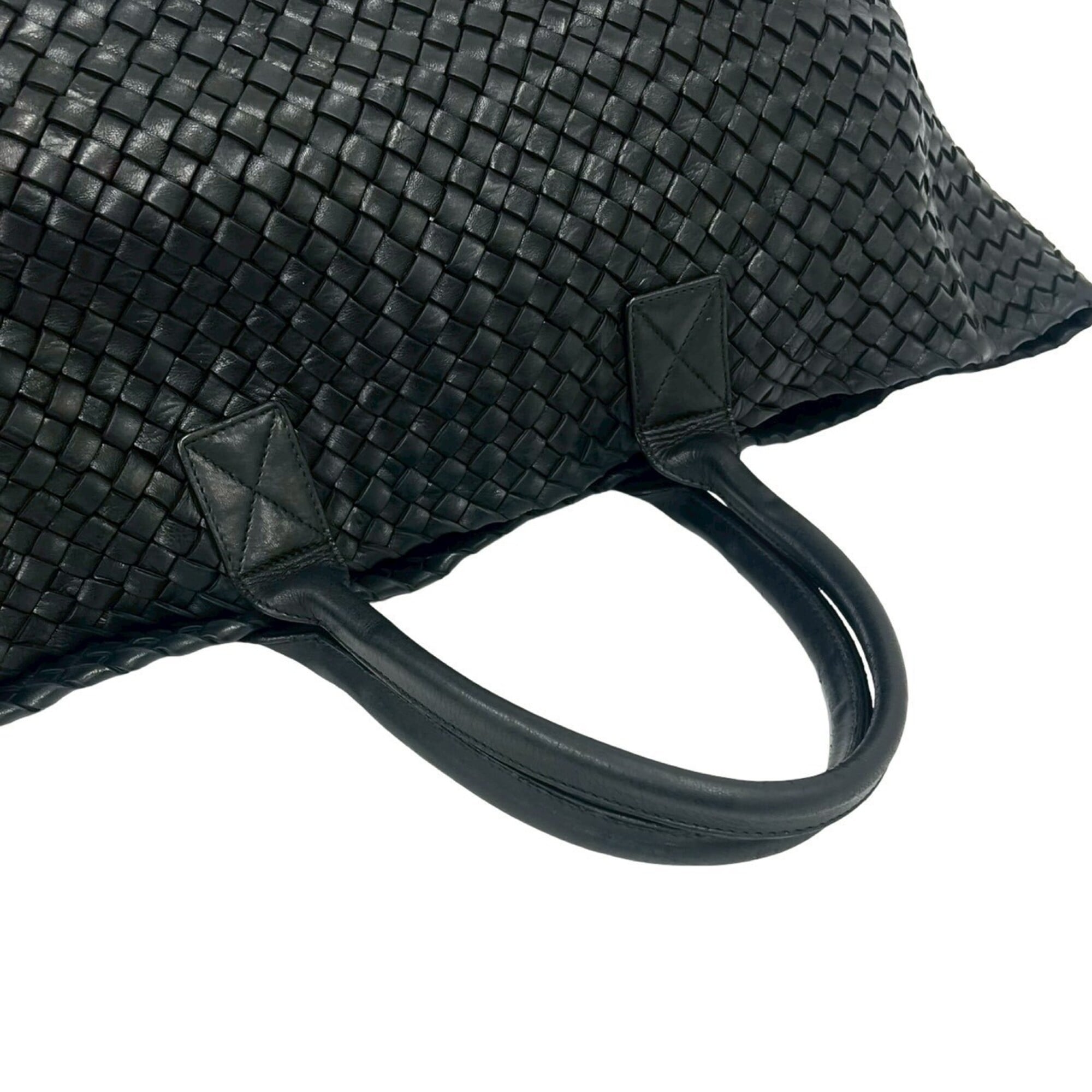 Bottega Veneta Black Leather Handbag Pouch Tote Bag (Pre-Owned)