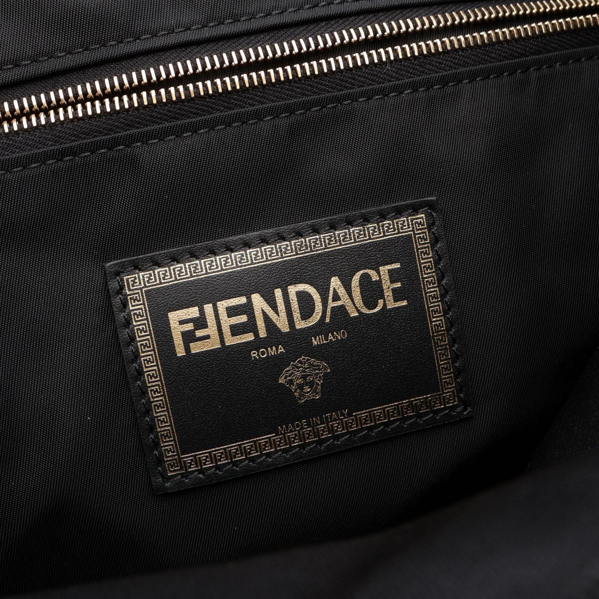 Fendi Black Multi-Color Nylon Leather Backpack Handbag (Pre-Owned)
