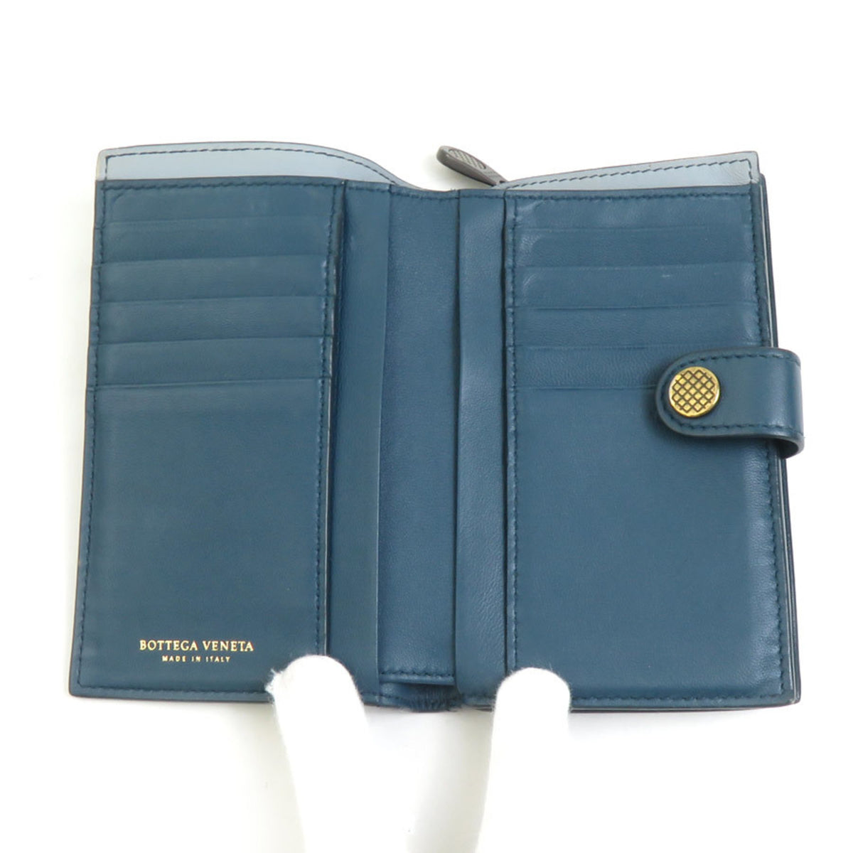 Bottega Veneta Blue Green Intrecciato Wallet (Bi-Fold) (Pre-Owned)
