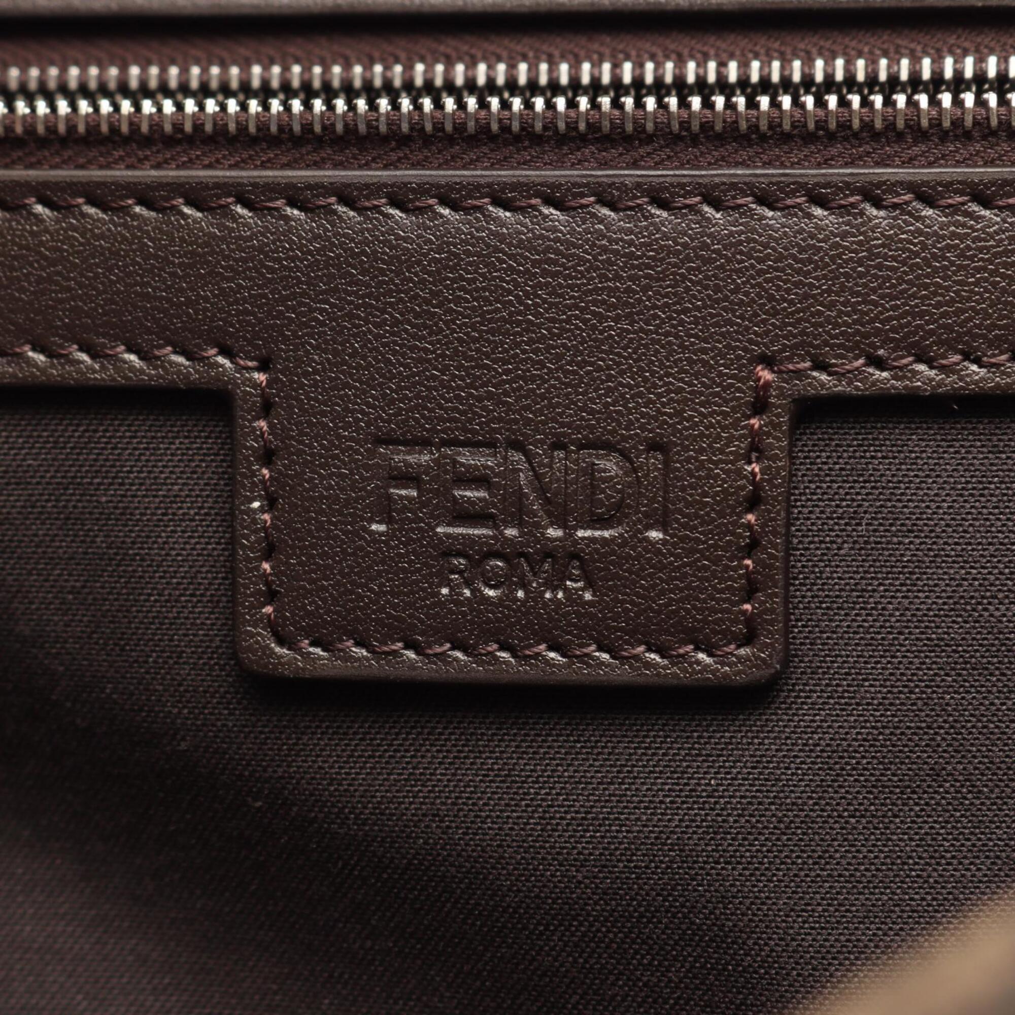 Fendi Brown Canvas Leather Handbag Tote Bag (Pre-Owned)