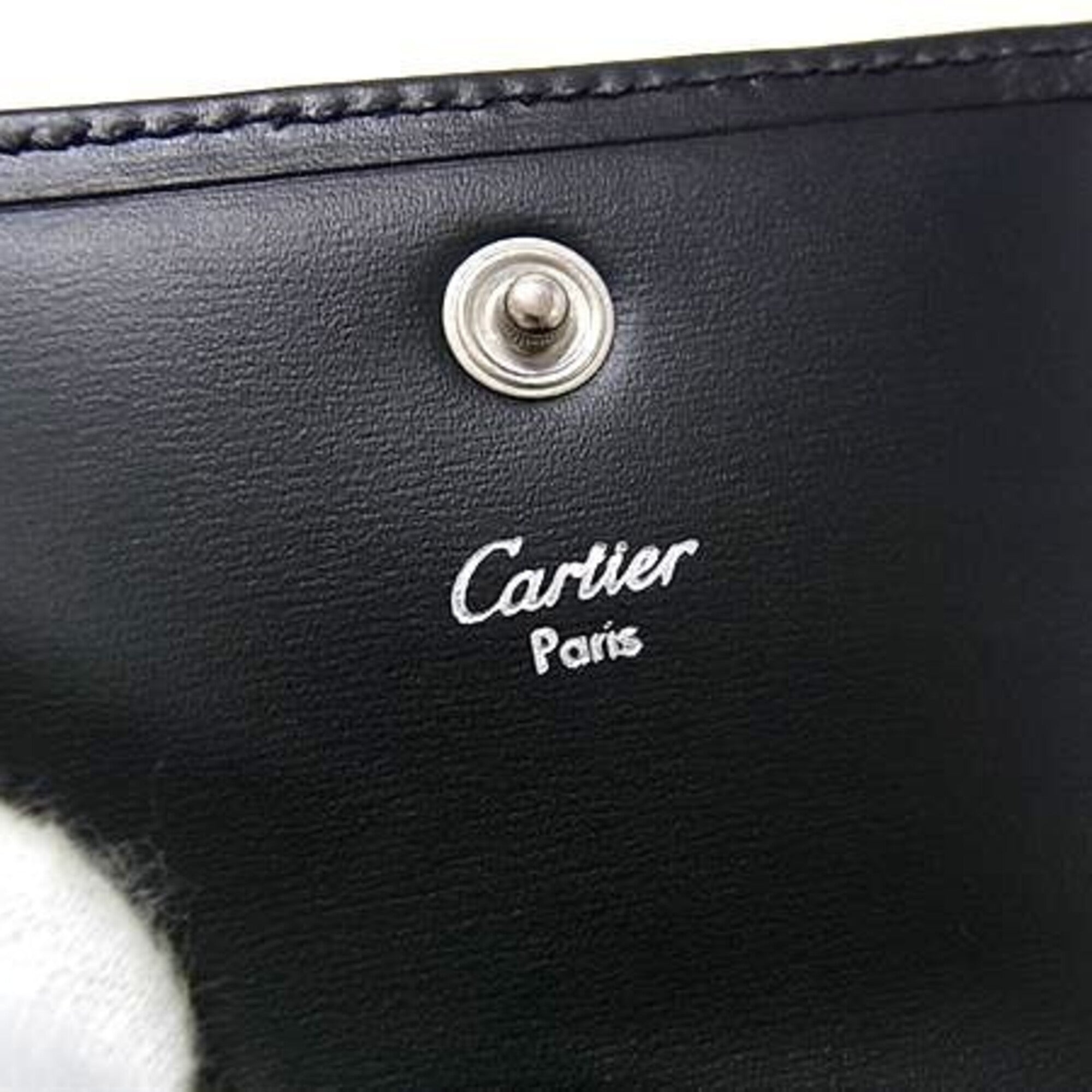 Cartier Black Leather Coin Purse/Coin Case (Pre-Owned)