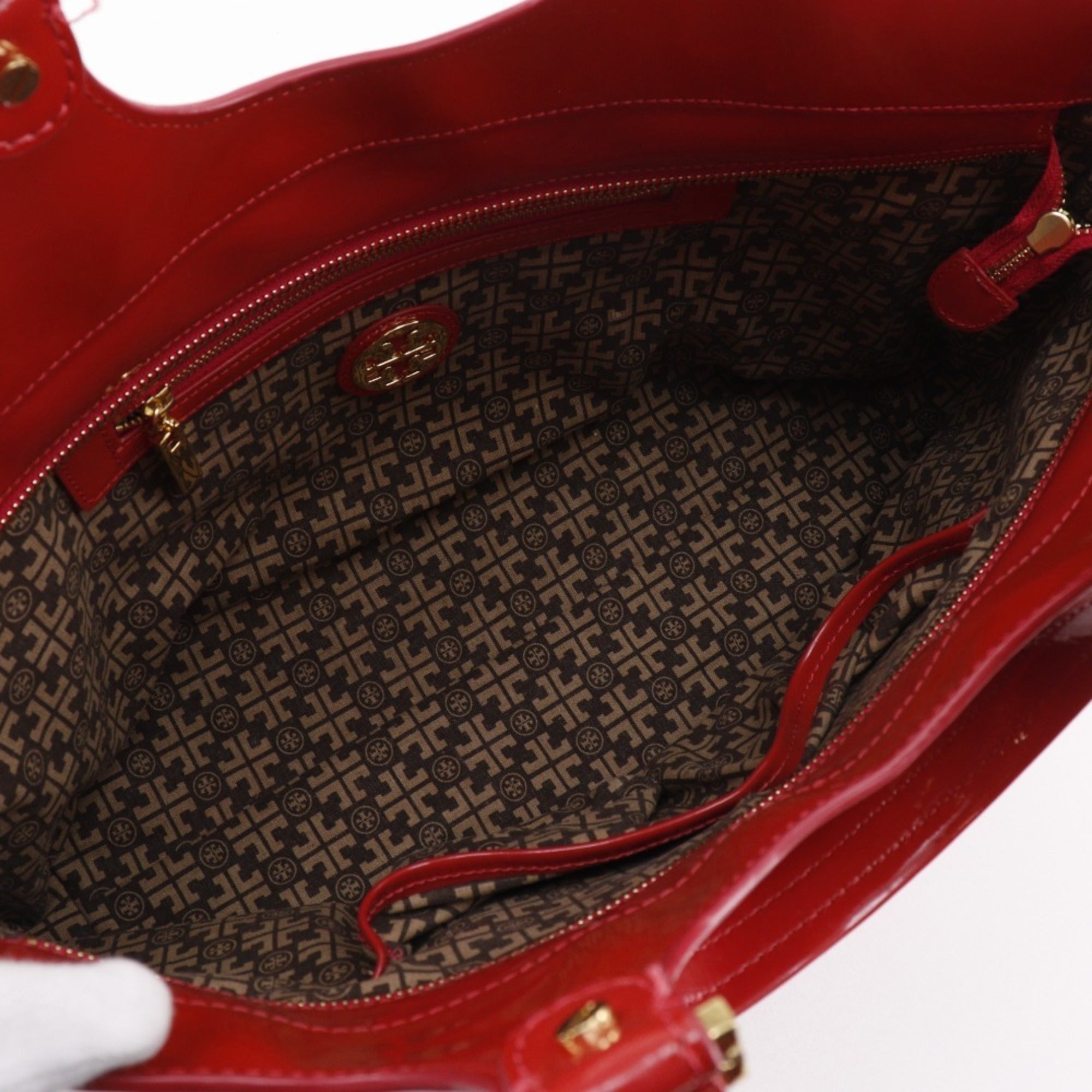 Tory Burch Red Color Leather Tote Bag (Pre-Owned)