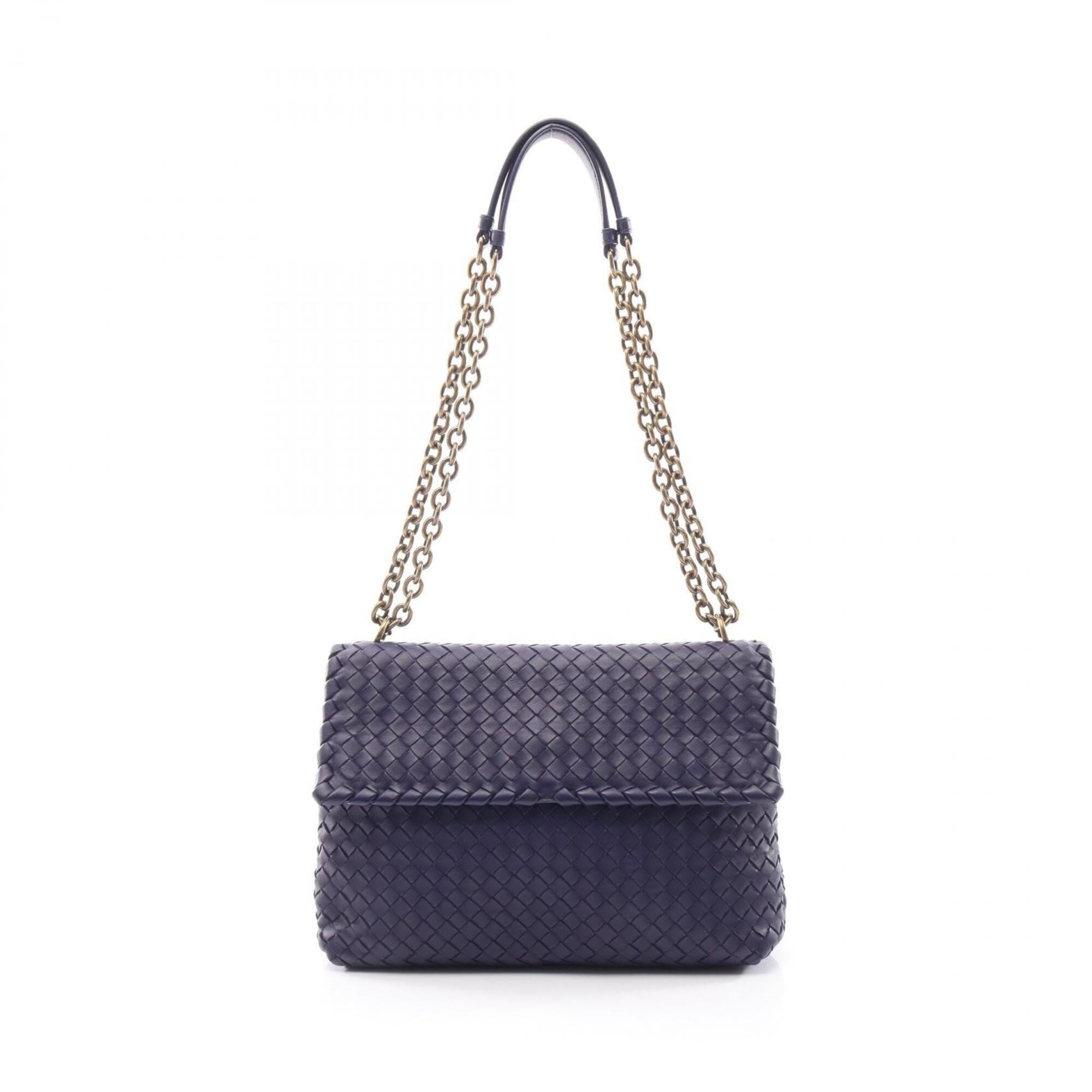 Bottega Veneta Purple Leather Handbag Shoulder Bag (Pre-Owned)