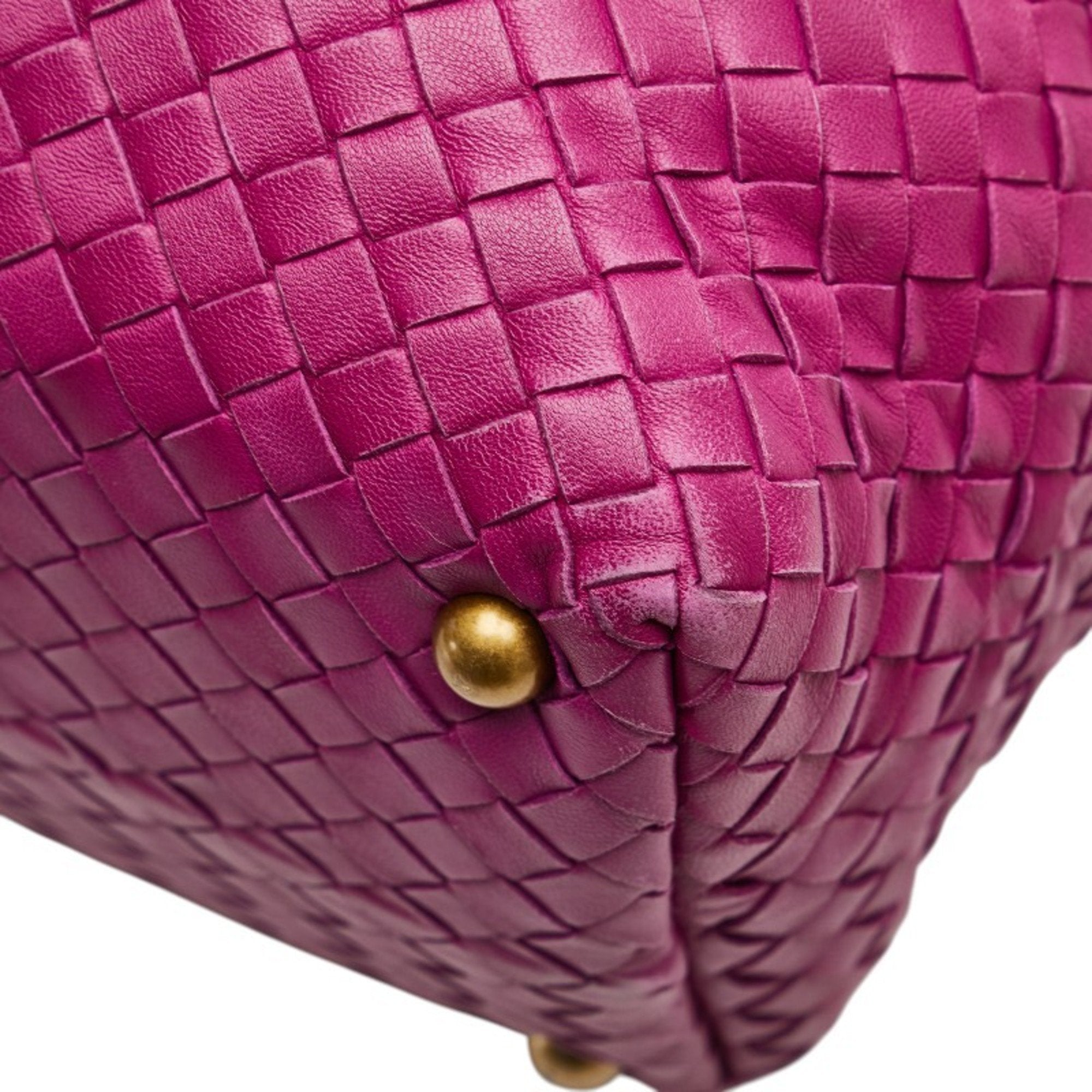 Bottega Veneta Intrecciato Purple Leather Boston Bag Handbag (Pre-Owned)