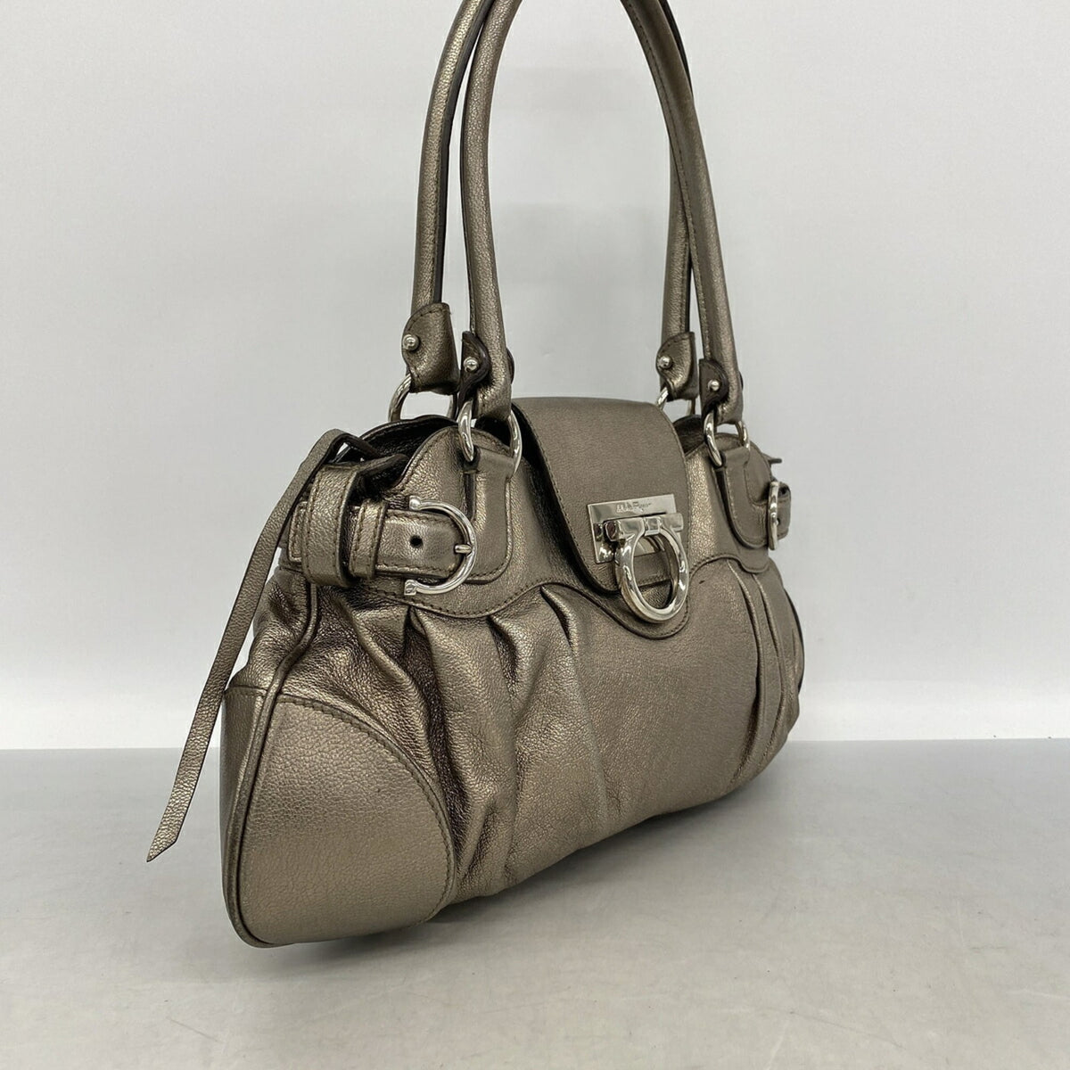 Salvatore Ferragamo Metallic Brown Leather Handbag (Pre-Owned)