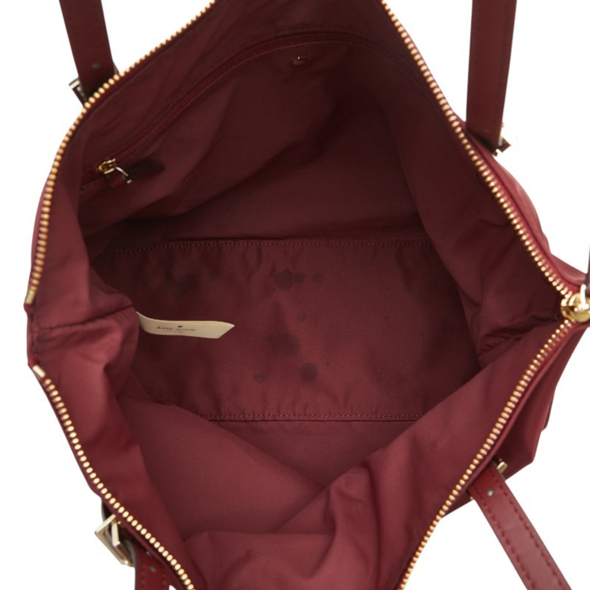 Kate Spade Red Color Wine Nylon Leather Tote Bag (Pre-Owned)