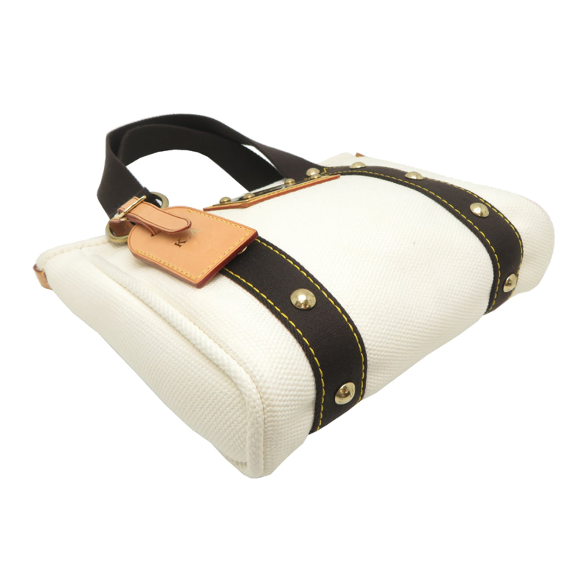 Louis Vuitton Brown White Canvas Handbag (Pre-Owned)