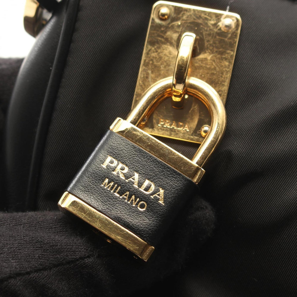 Prada Black Nylon Leather Handbag Shoulder Bag (Pre-Owned)