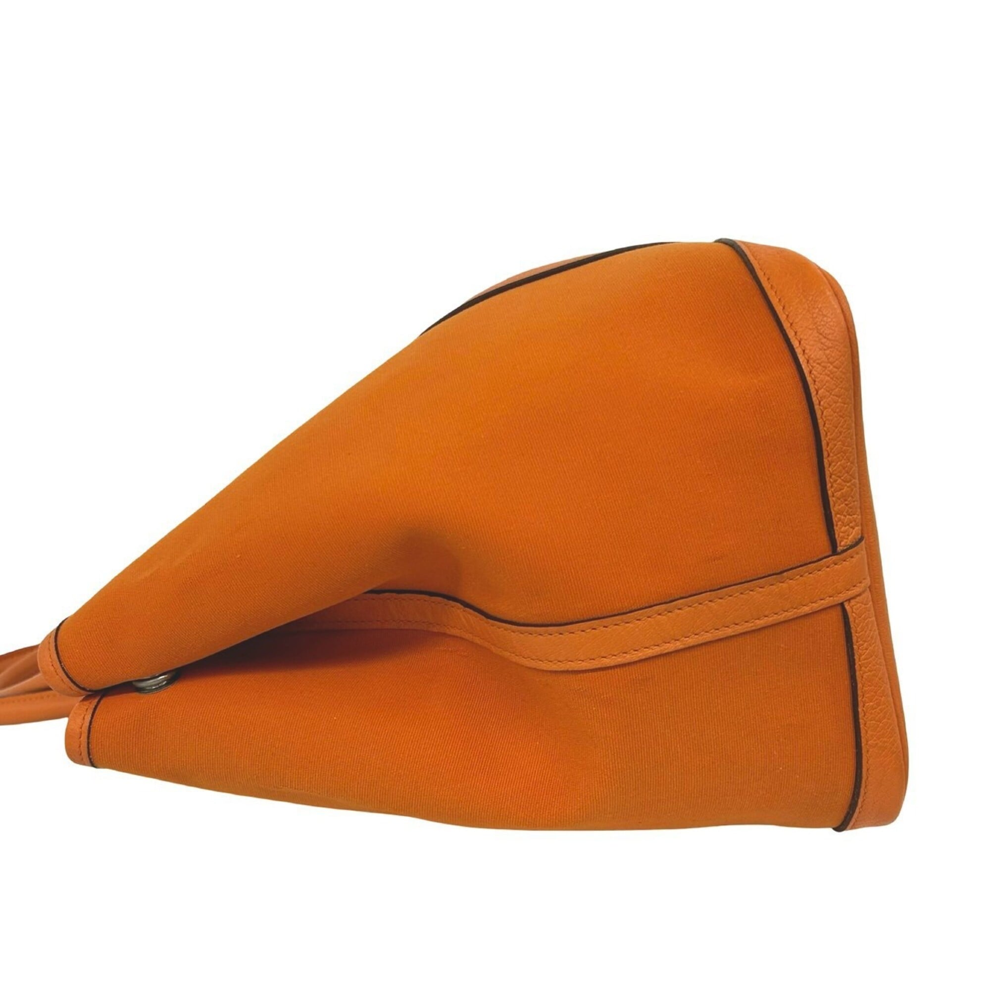 Hermes Orange Toile Officier Buffalo Leather Handbag Tote Bag (Pre-Owned)