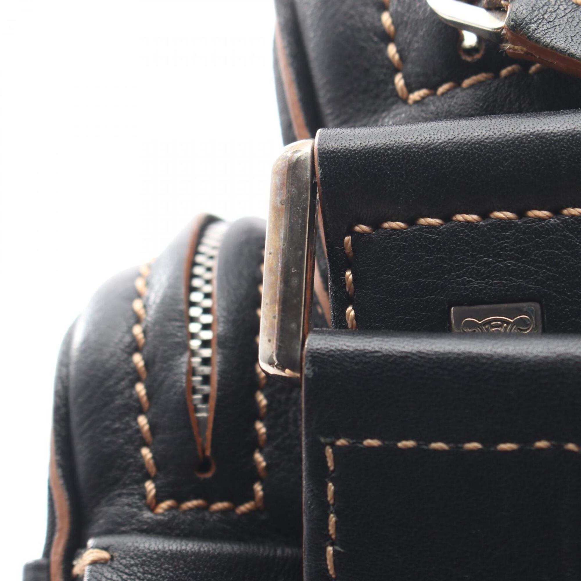 Celine Black Canvas Leather Handbag Shoulder Bag (Pre-Owned)