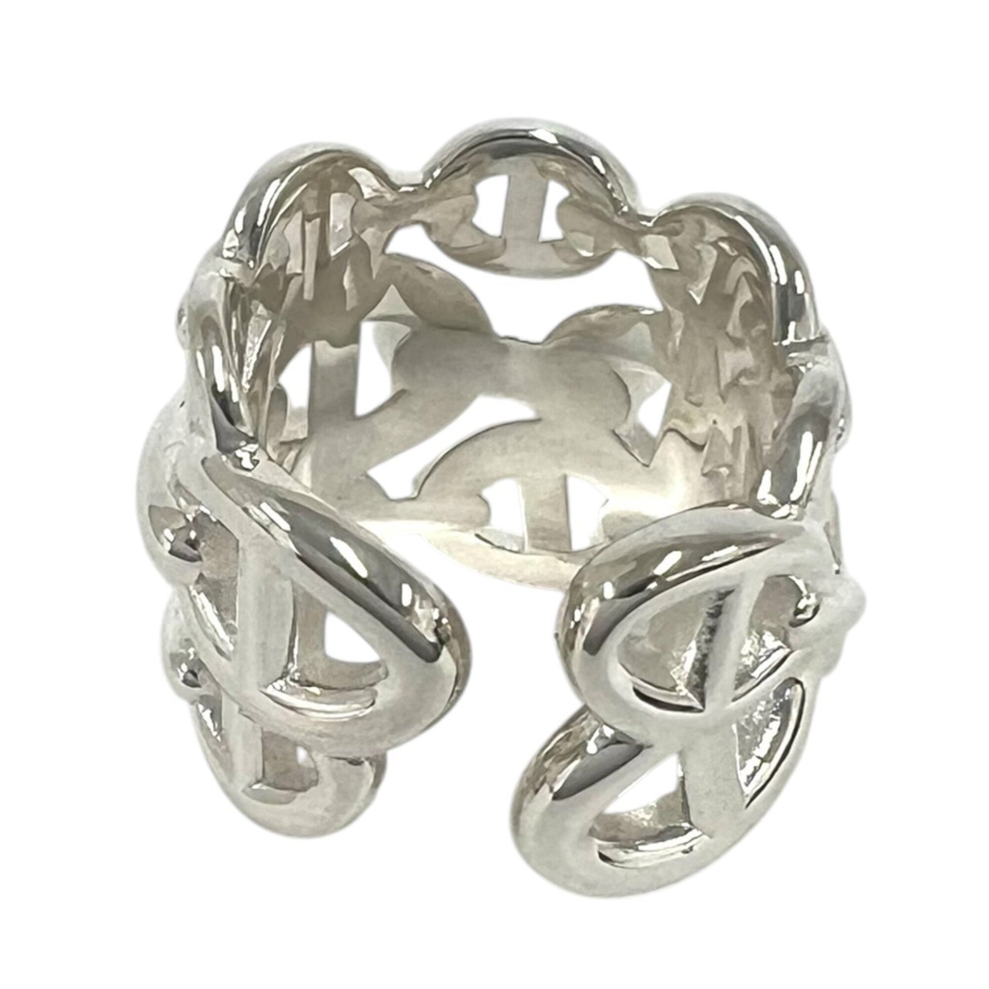 Hermes Silver Silver 925 Band Ring (Pre-Owned)
