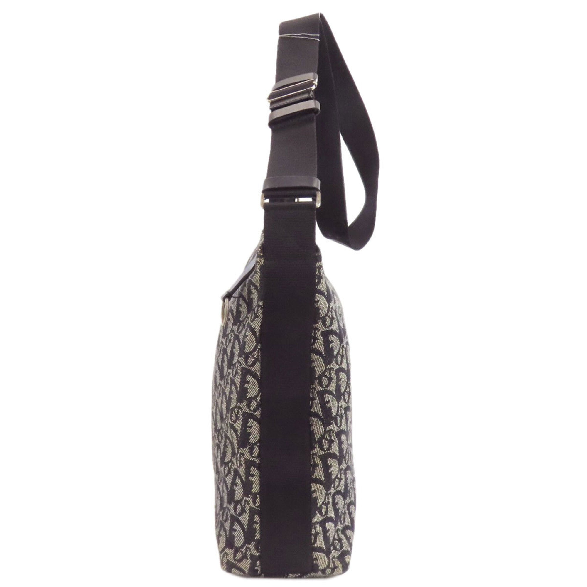Christian Dior Black Gray Canvas Shoulder Bag (Pre-Owned)