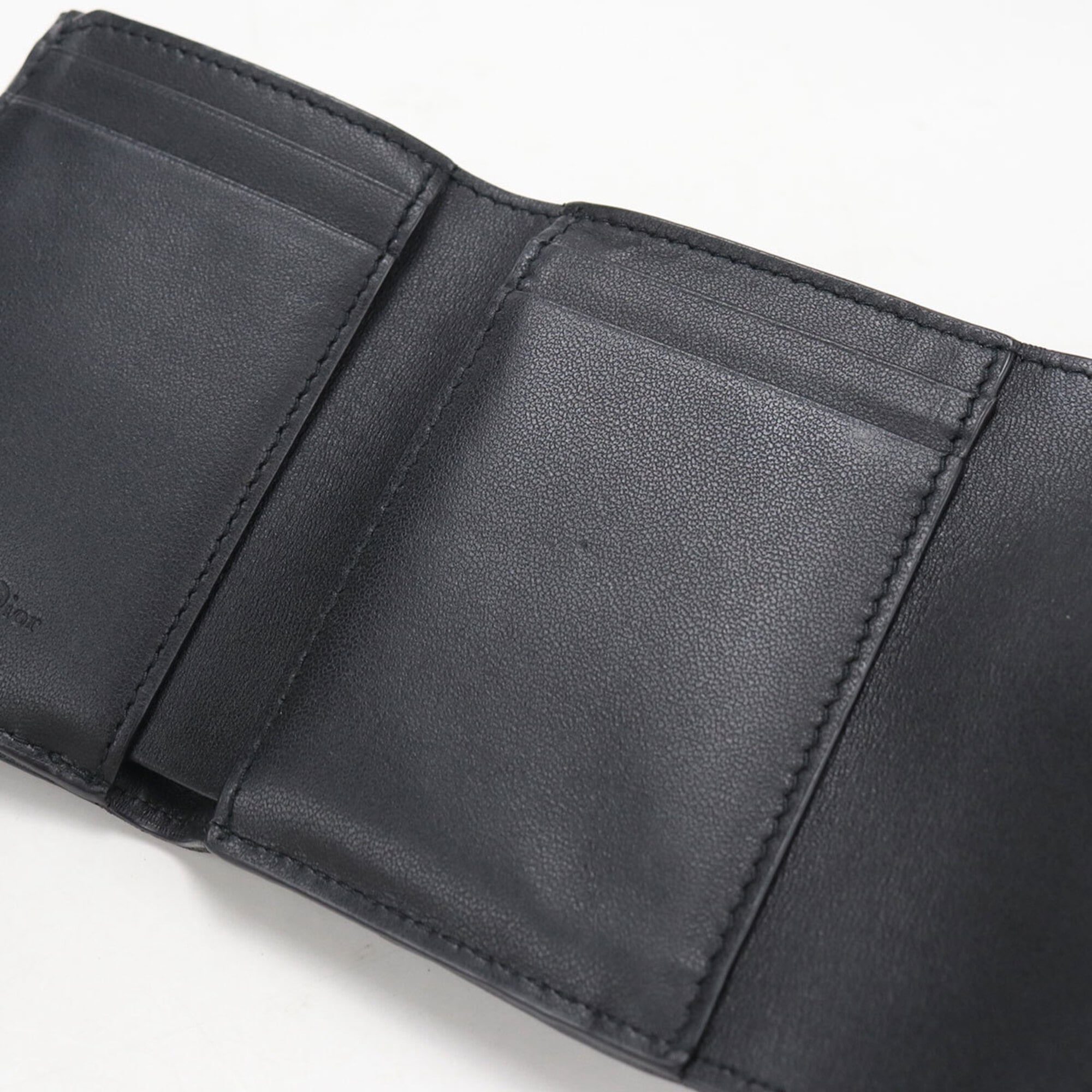 Christian Dior Black Leather Wallet (Tri-Fold) (Pre-Owned)