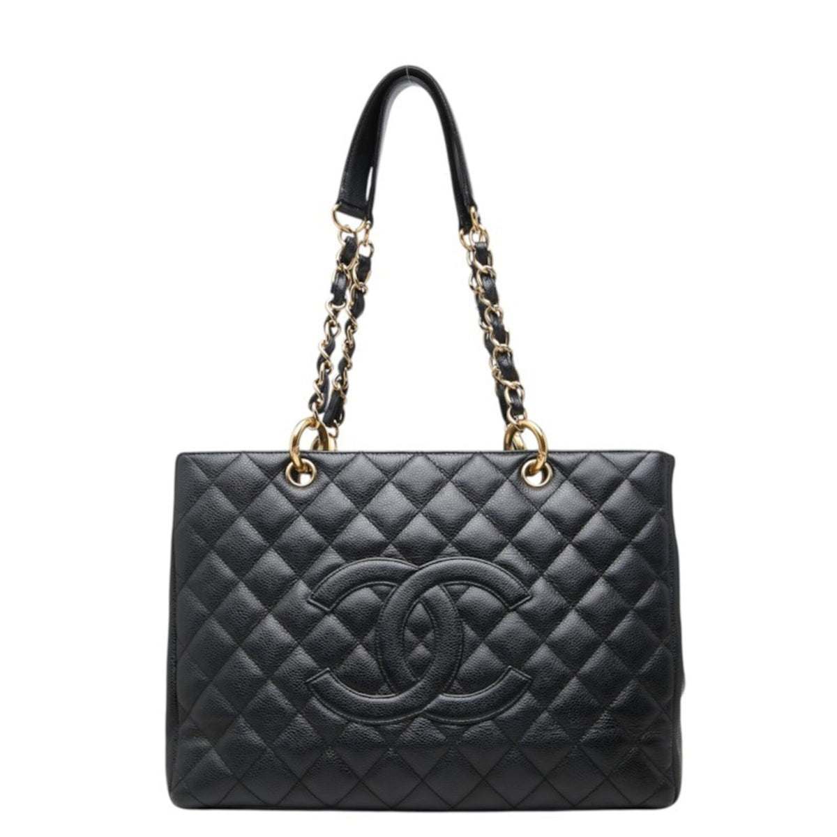 Chanel Black Grained Calfskin Shoulder Bag Tote Bag (Pre-Owned)