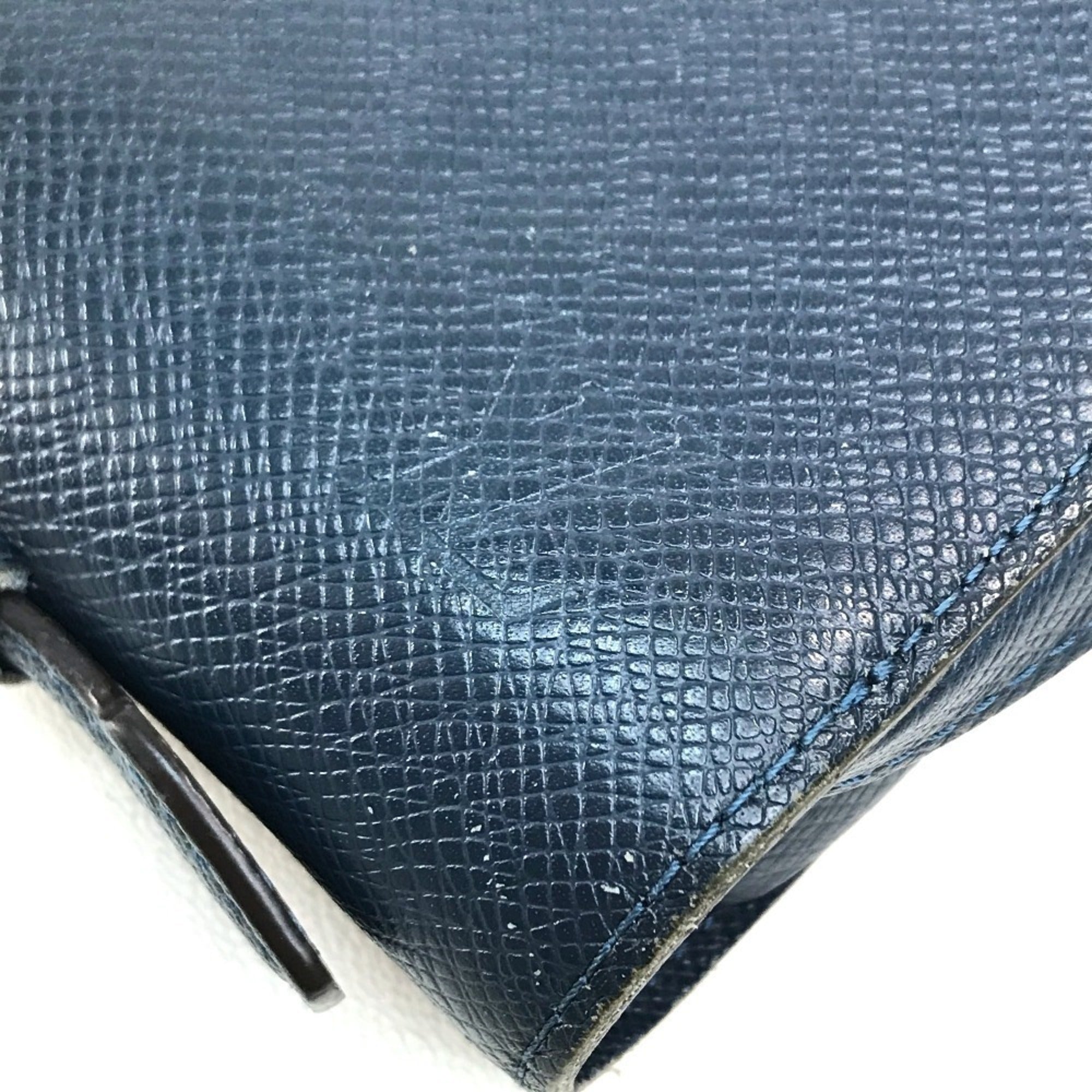 Louis Vuitton Taiga Blue Ocean Taiga Leather Long Wallet (Bi-Fold) (Pre-Owned)