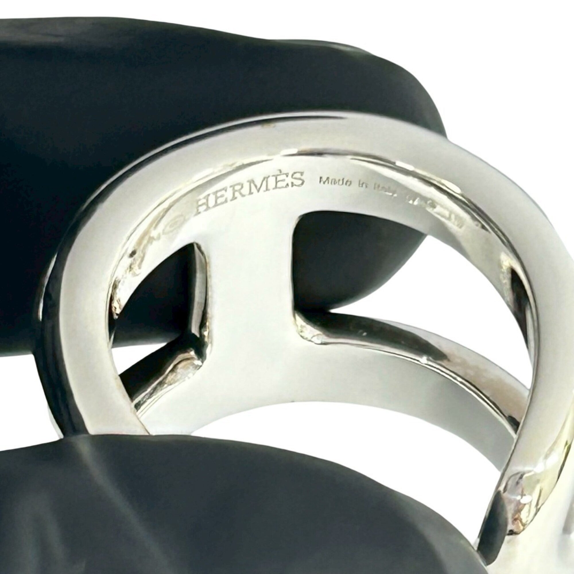 Hermes Silver Silver 925 Band Ring (Pre-Owned)