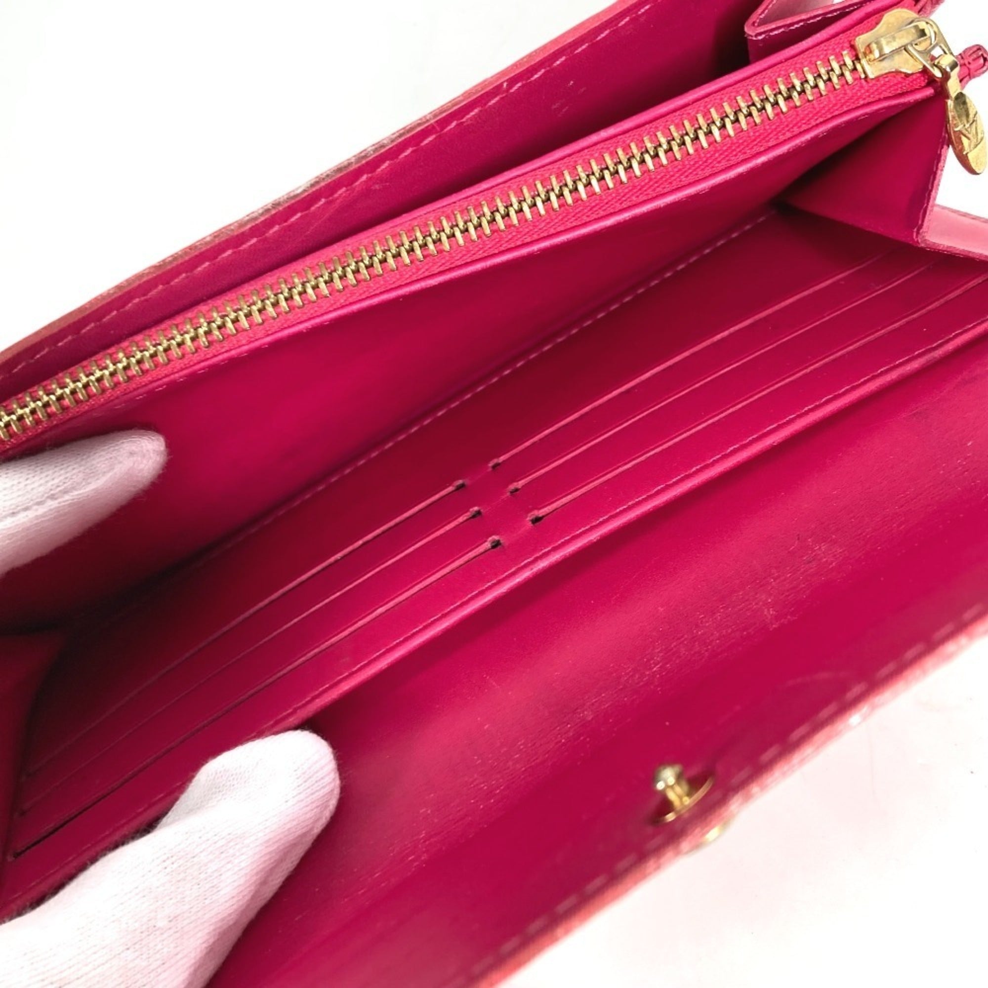Louis Vuitton Galle Pink Rose Pop Monogram Vernis Long Wallet (Bi-Fold) (Pre-Owned)