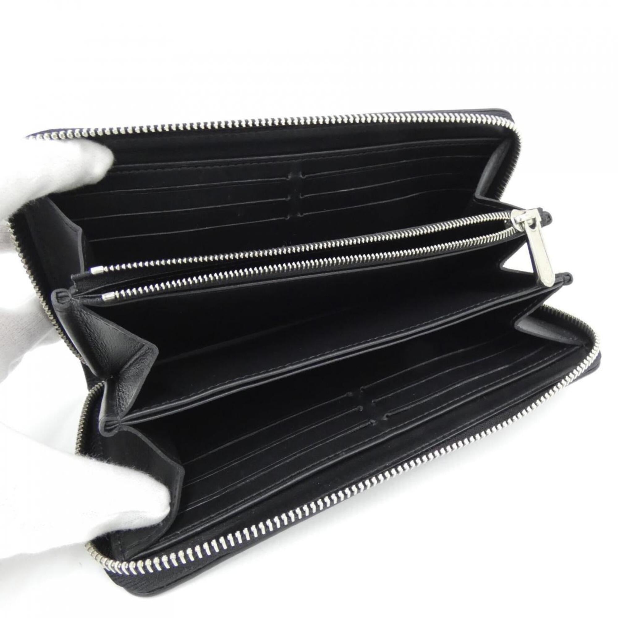Louis Vuitton Black Leather Long Wallet (Bi-Fold) (Pre-Owned)