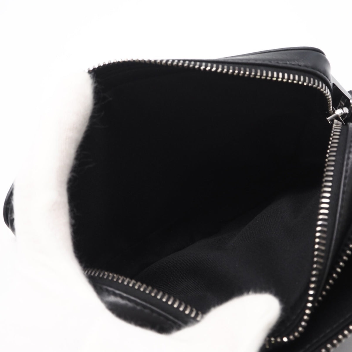 Christian Dior Black Gray Coated Canvas Leather Shoulder Bag (Pre-Owned)