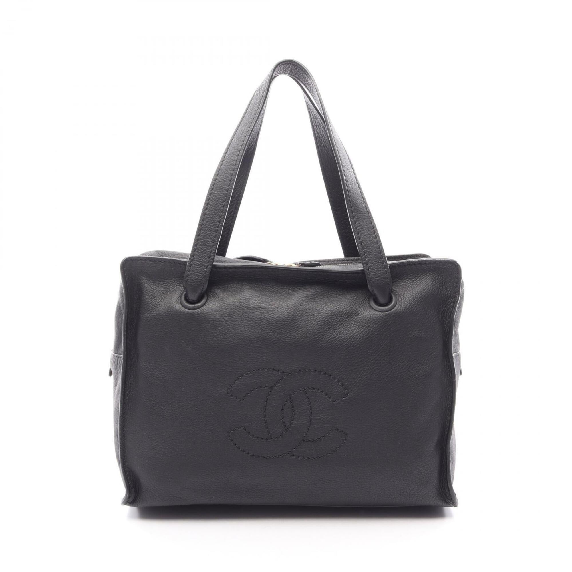Chanel Black Leather Handbag Tote Bag (Pre-Owned)