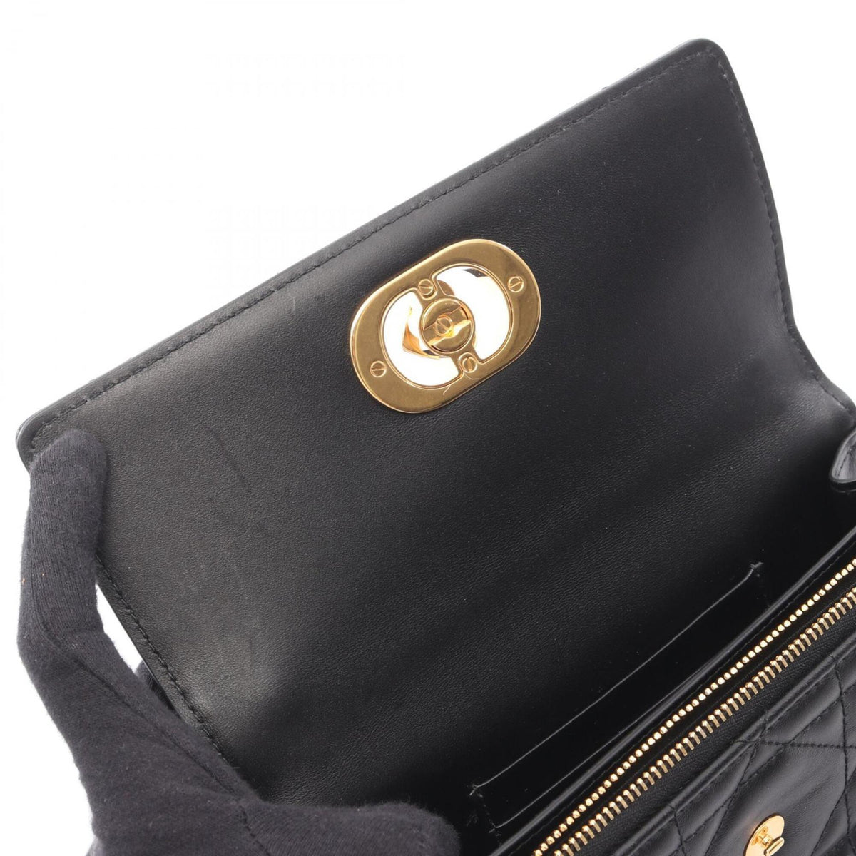Christian Dior Black Leather Handbag Shoulder Bag (Pre-Owned)