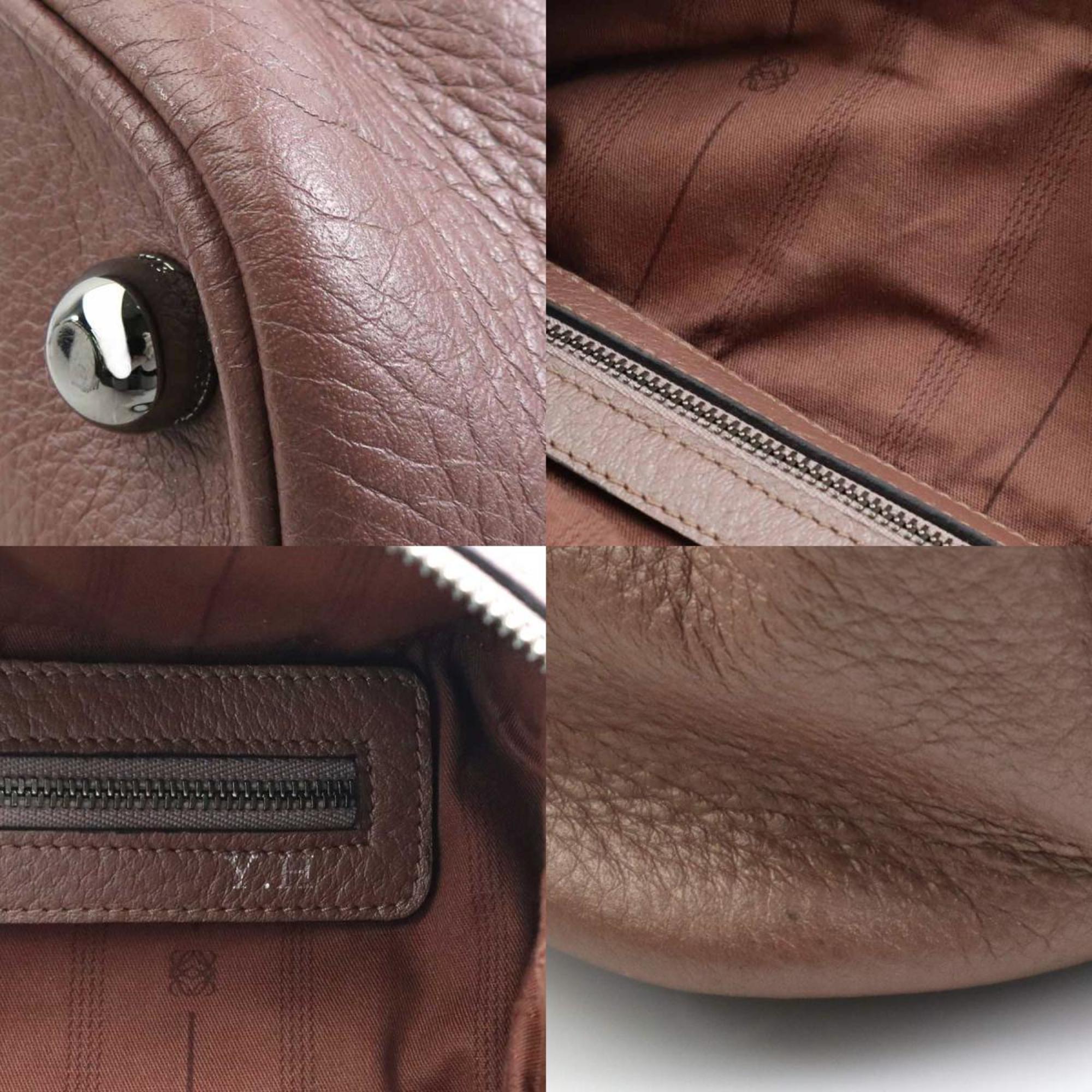 Loewe Brown Pink Leather Handbag Shoulder Bag (Pre-Owned)