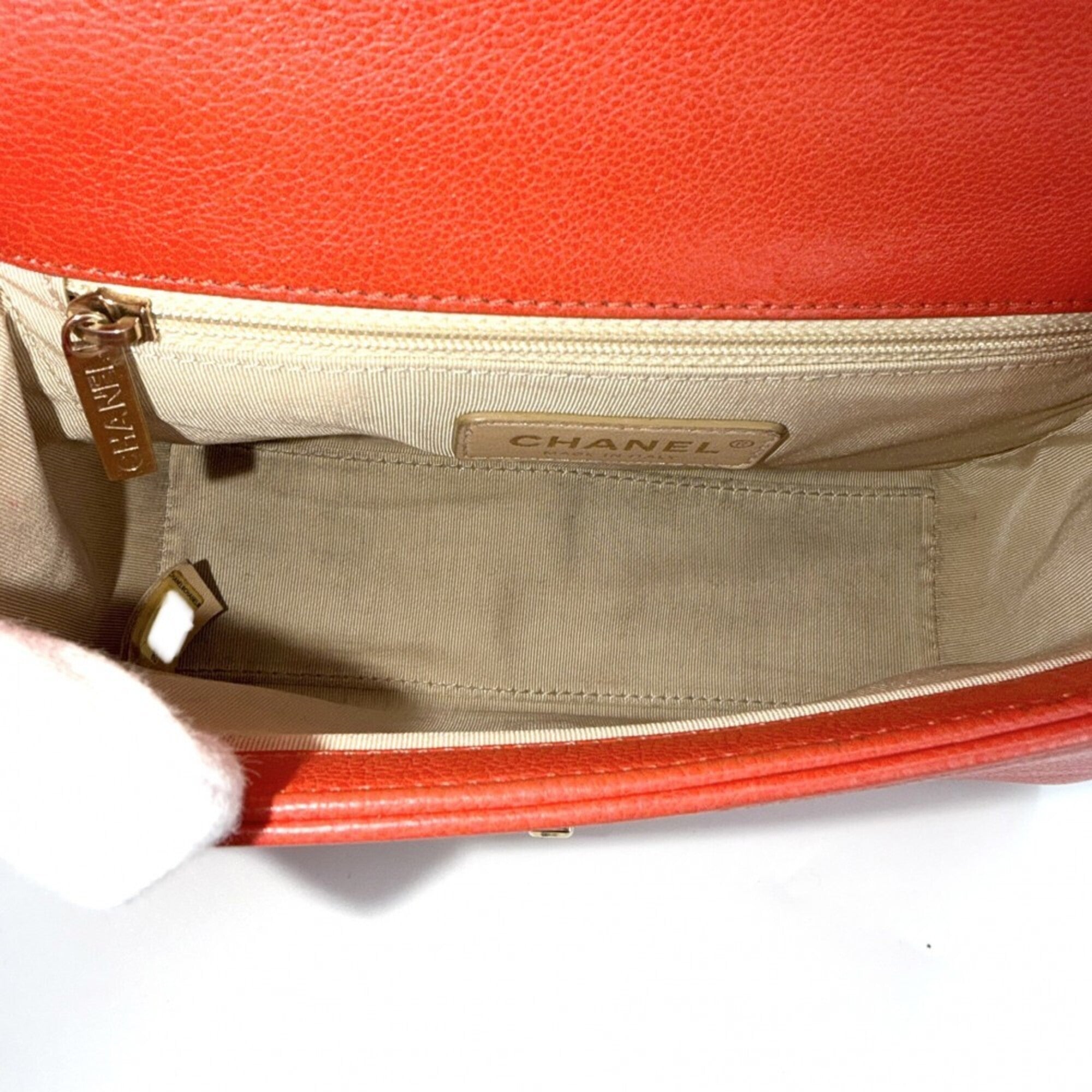 Chanel Orange Leather Shoulder Bag (Pre-Owned)