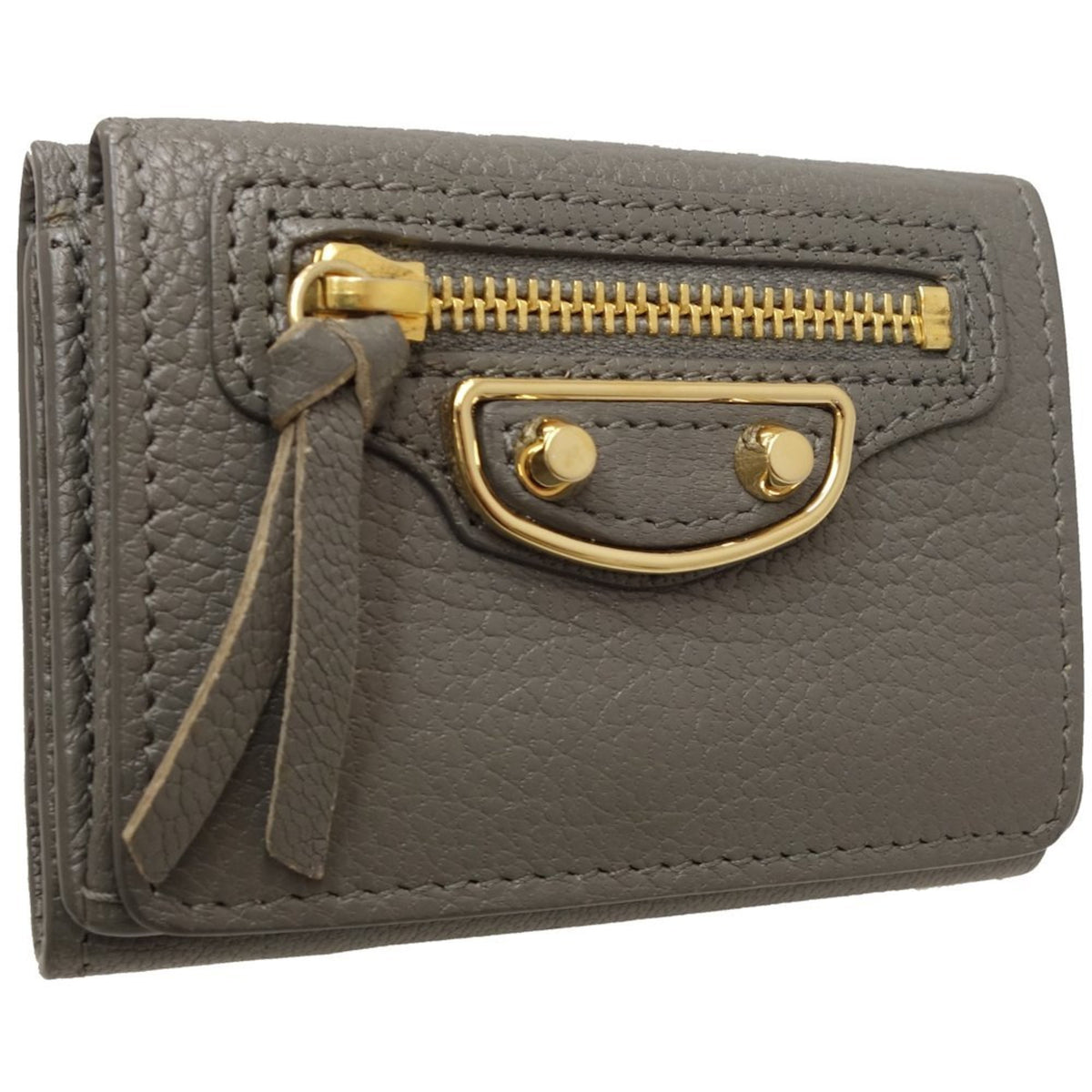 Balenciaga Gray Leather Wallet (Tri-Fold) (Pre-Owned)
