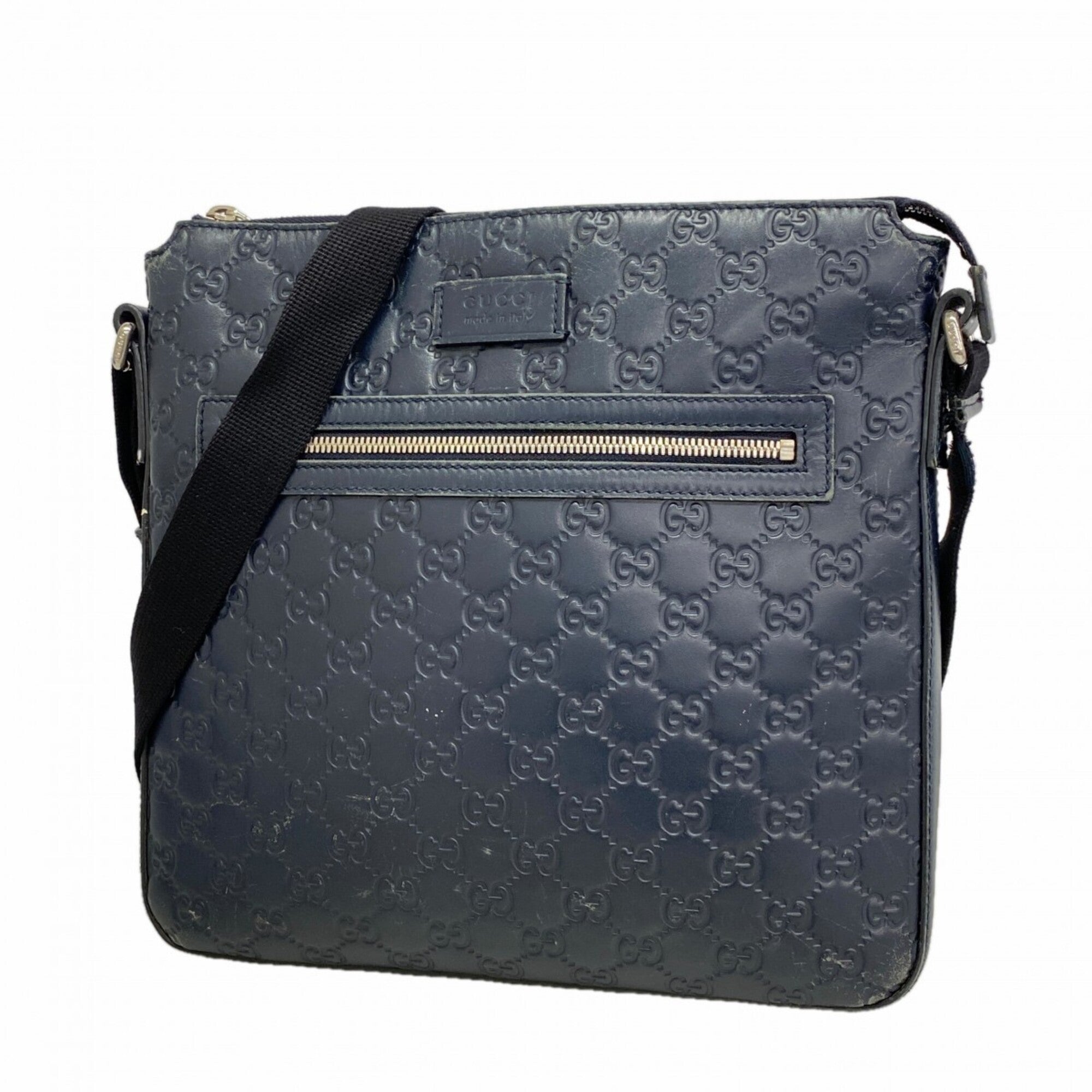 Gucci Navy Leather Shoulder Bag (Pre-Owned)