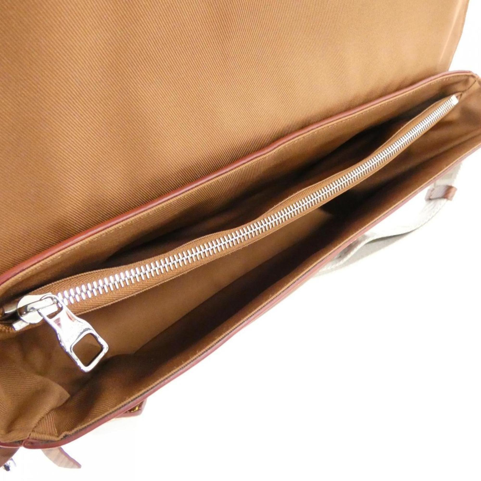 Louis Vuitton Beige Brown Cognac Leather Messenger Bag Shoulder Bag (Pre-Owned)