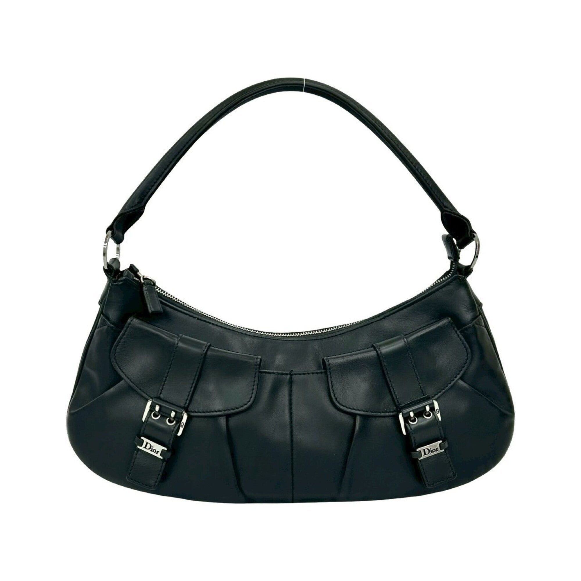 Christian Dior Black Leather Handbag Shoulder Bag (Pre-Owned)