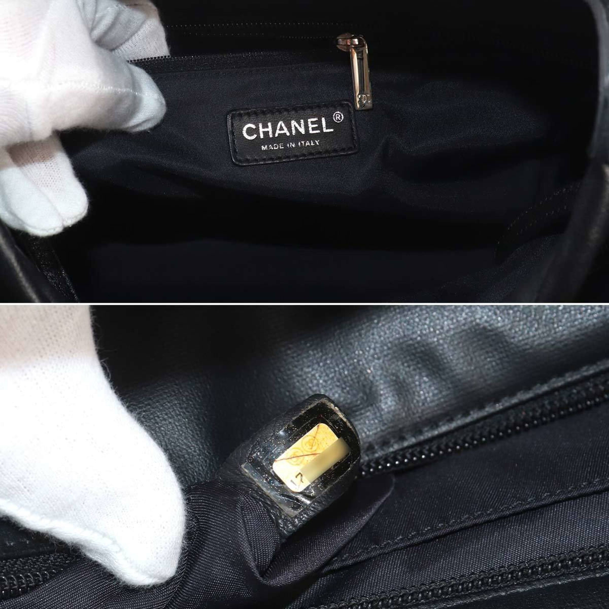 Chanel Black Nylon Handbag Tote Bag (Pre-Owned)