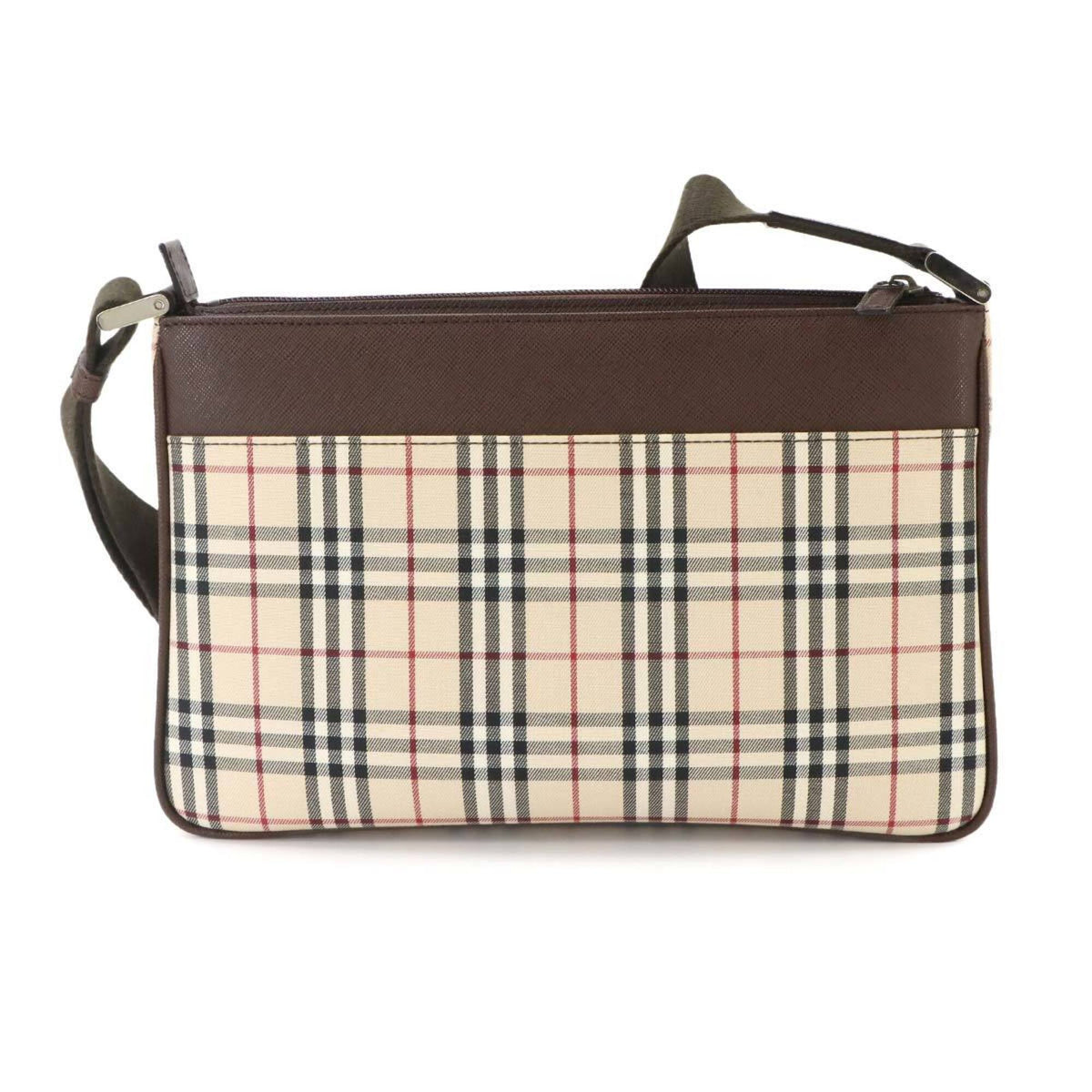 Burberry Beige Brown Canvas Leather Handbag Shoulder Bag (Pre-Owned)