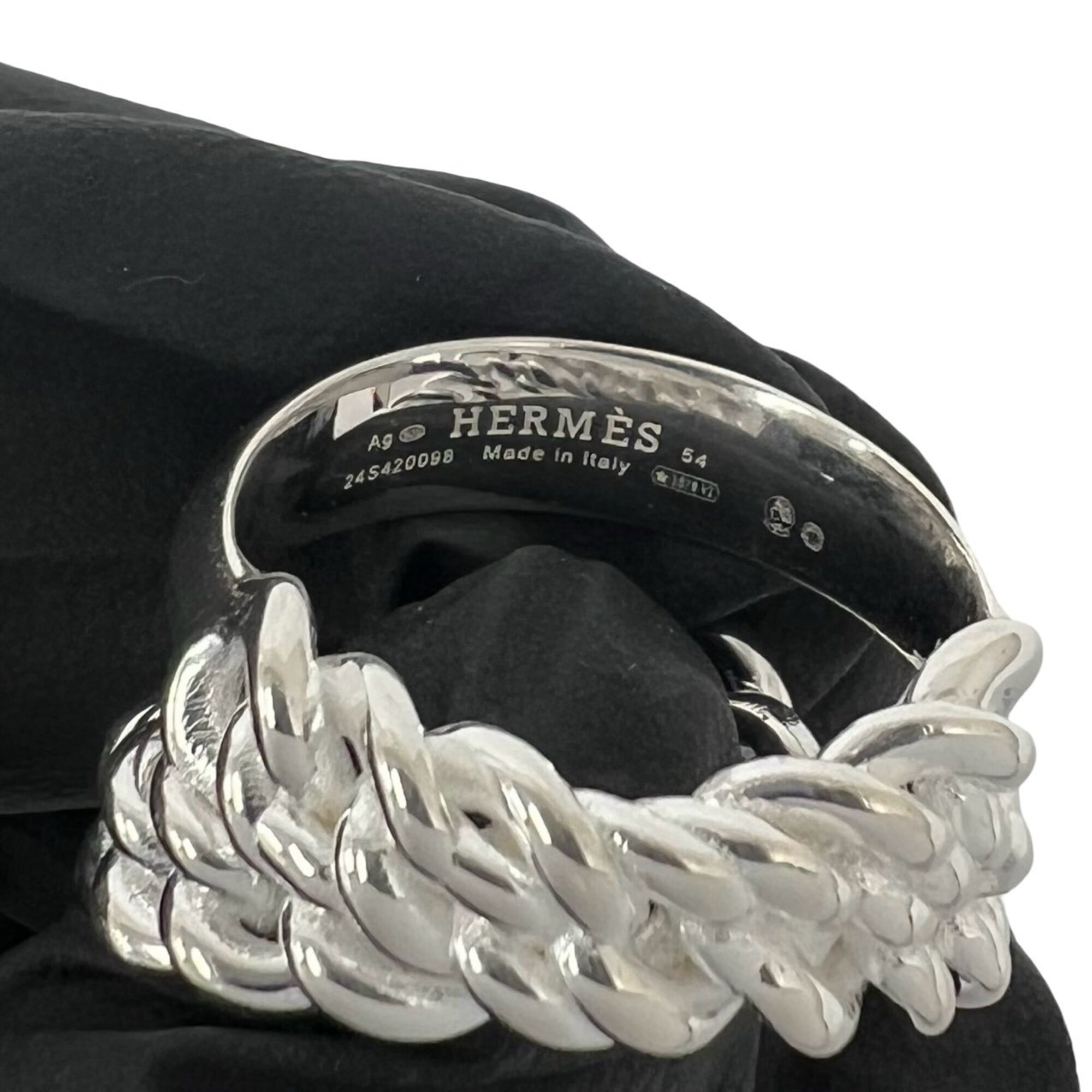 Hermes Silver Silver 925 Band Ring (Pre-Owned)