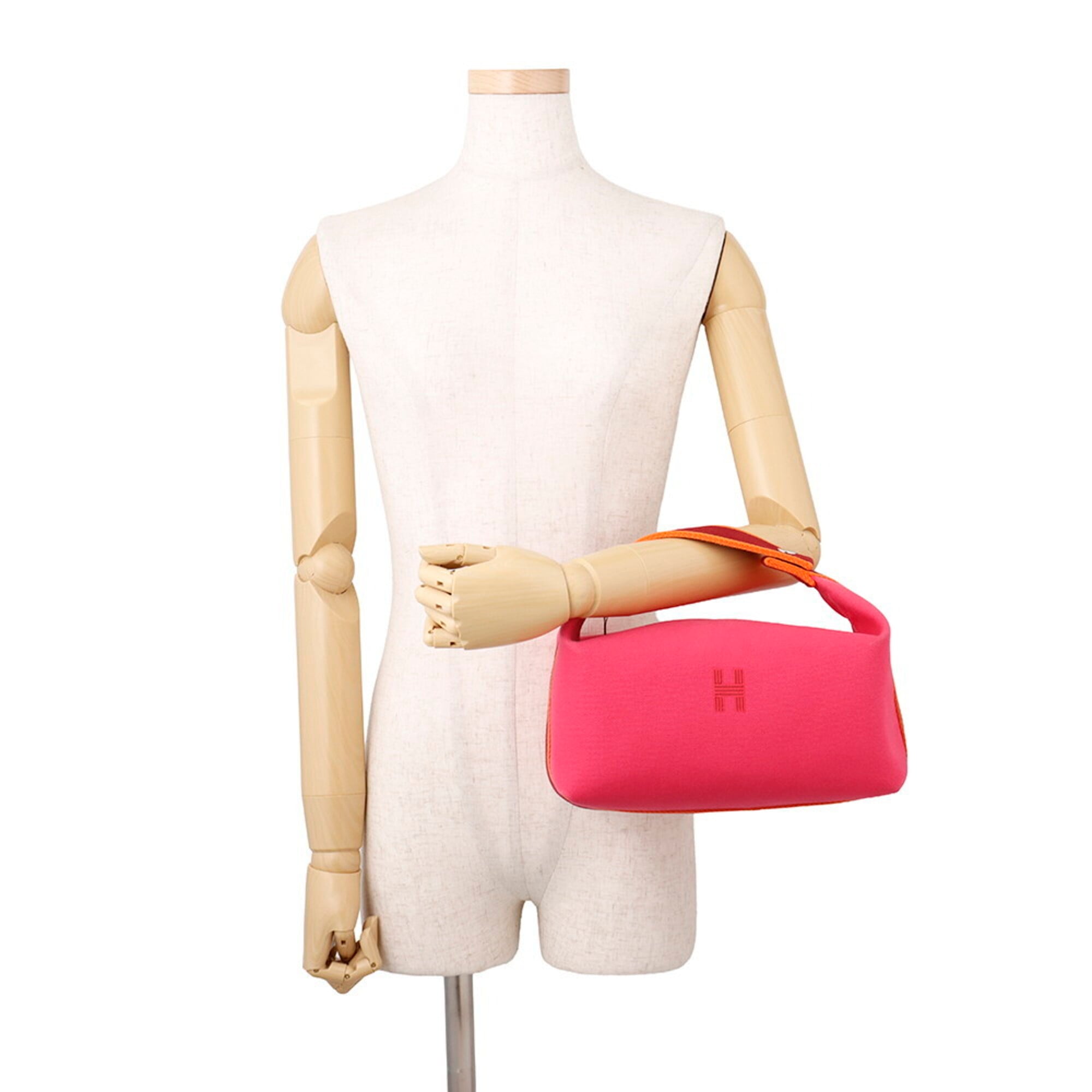 Hermes Kara Pink Canvas Handbag Pouch (Pre-Owned)