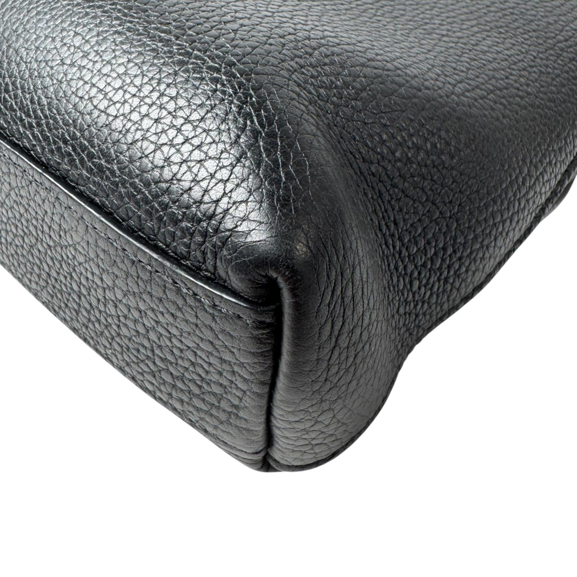 Louis Vuitton Black Leather Briefcase Shoulder Bag (Pre-Owned)