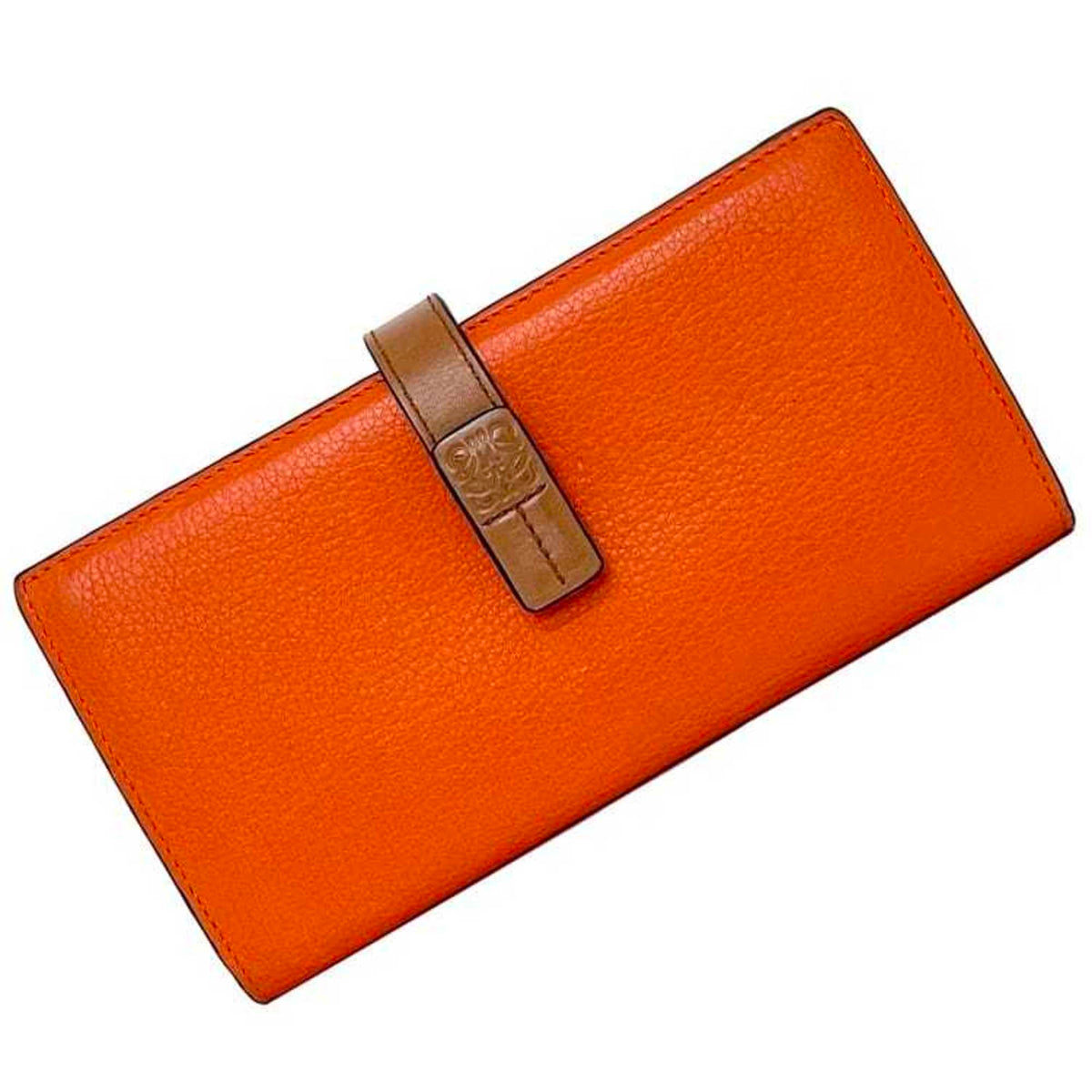 Loewe Brown Orange Leather Long Wallet (Bi-Fold) (Pre-Owned)