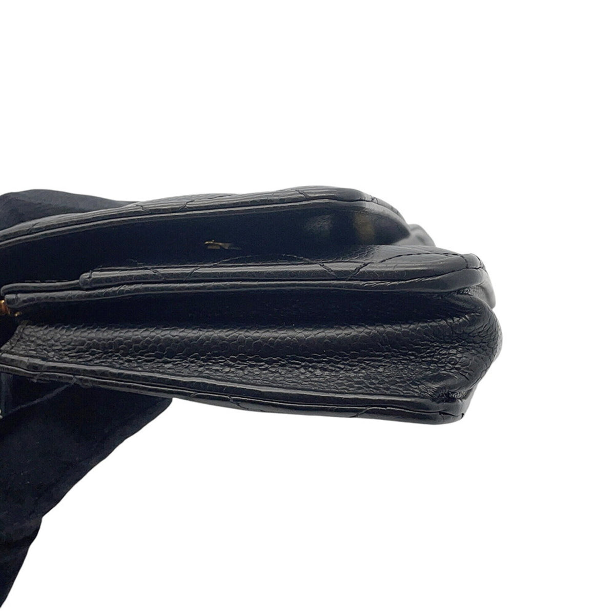 Chanel Black Grained Calfskin Chain/Shoulder Wallet (Pre-Owned)