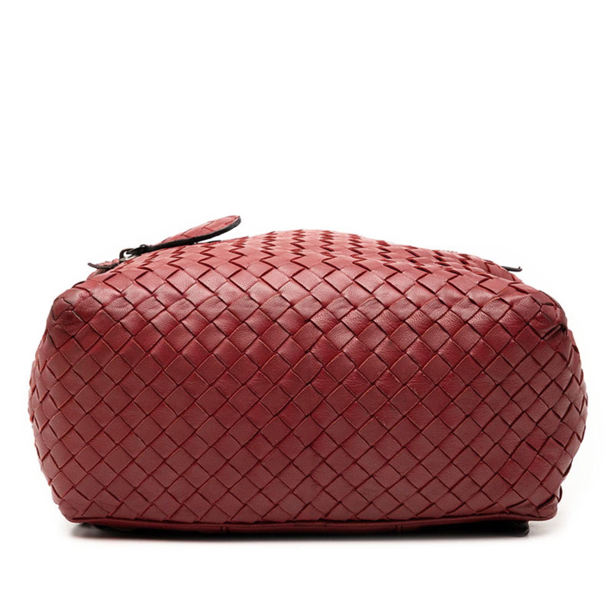 Bottega Veneta Red Color Wine Leather Backpack (Pre-Owned)