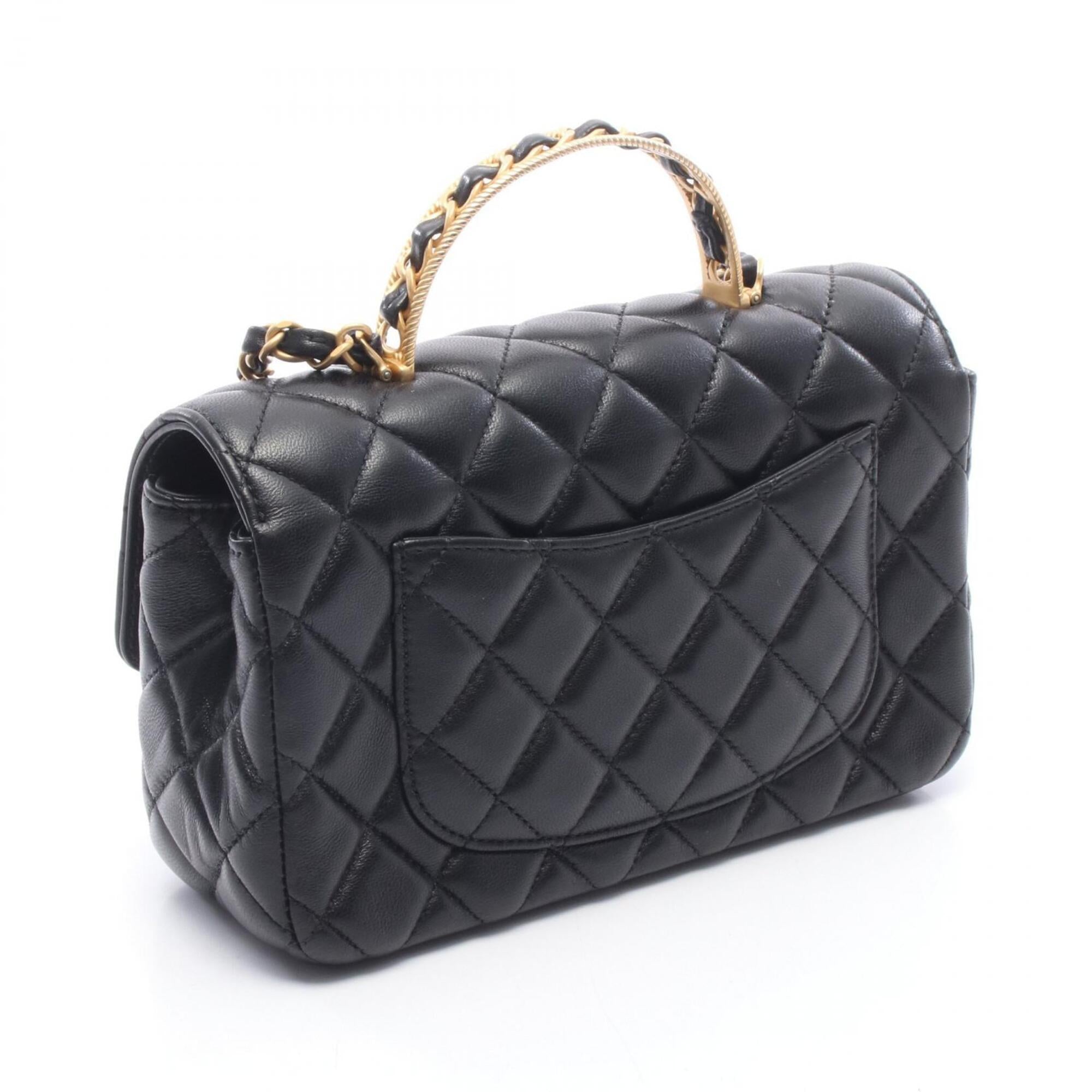 Chanel Black Leather Handbag Shoulder Bag (Pre-Owned)