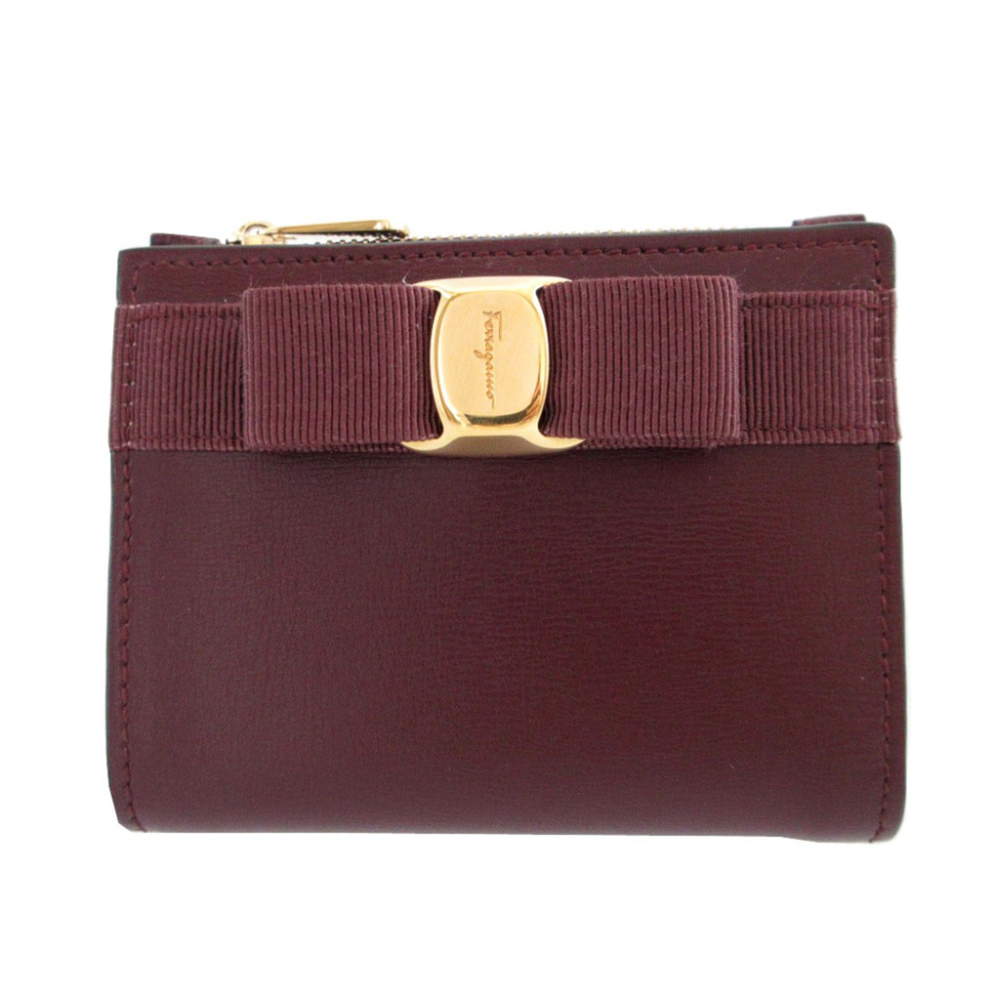 Salvatore Ferragamo Bordeaux Leather Wallet (Bi-Fold) (Pre-Owned)